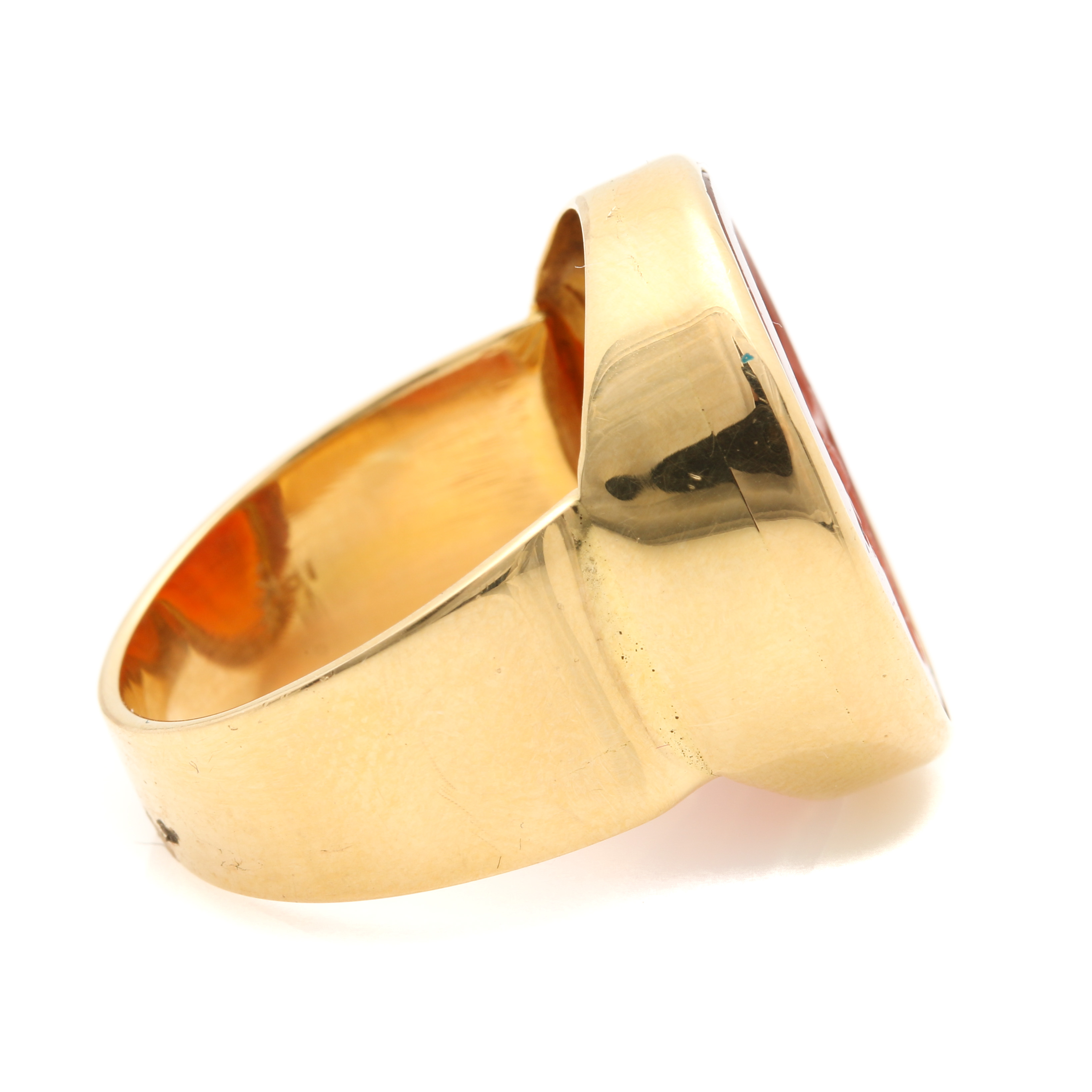 14K Yellow Gold Carnelian Intaglio Ring