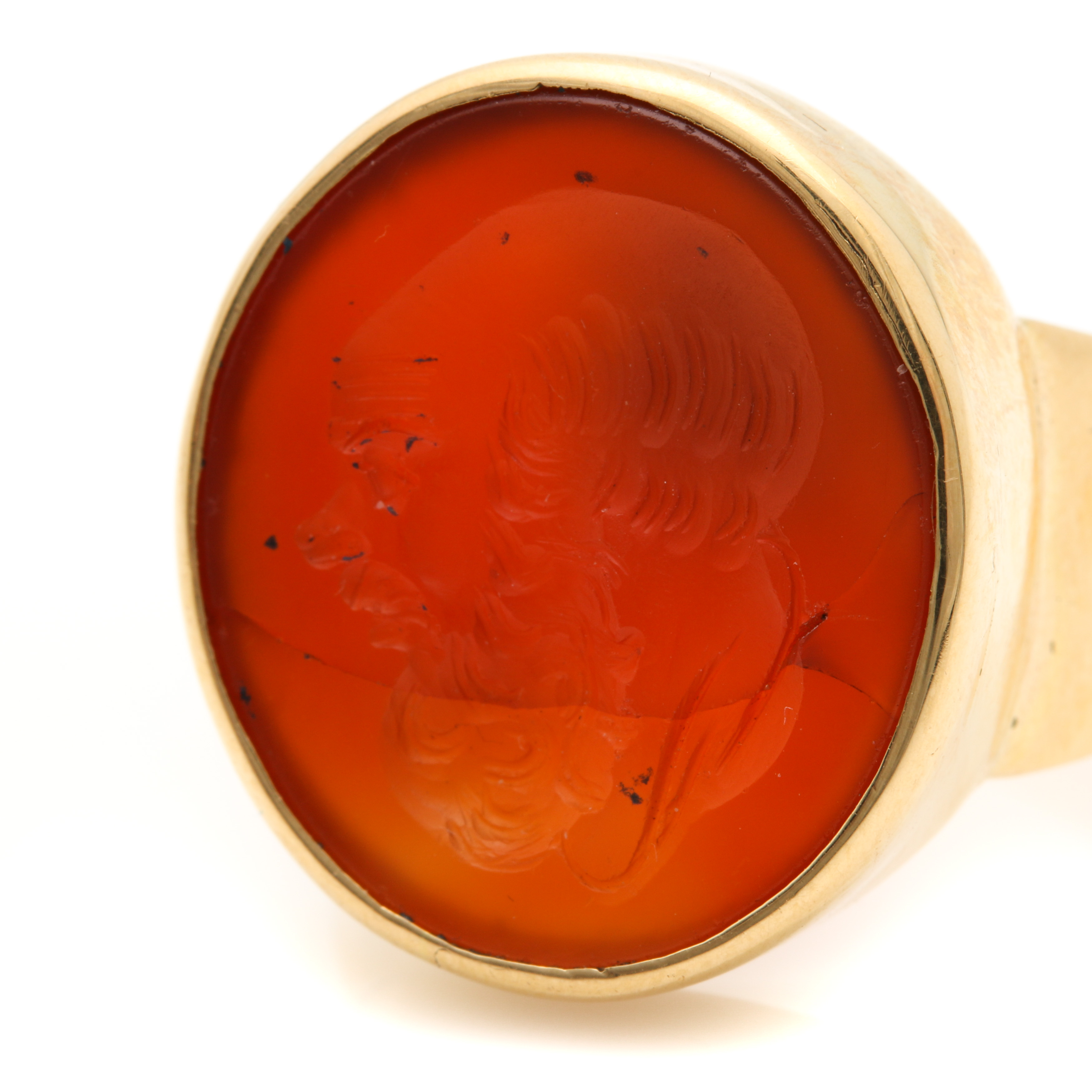 14K Yellow Gold Carnelian Intaglio Ring