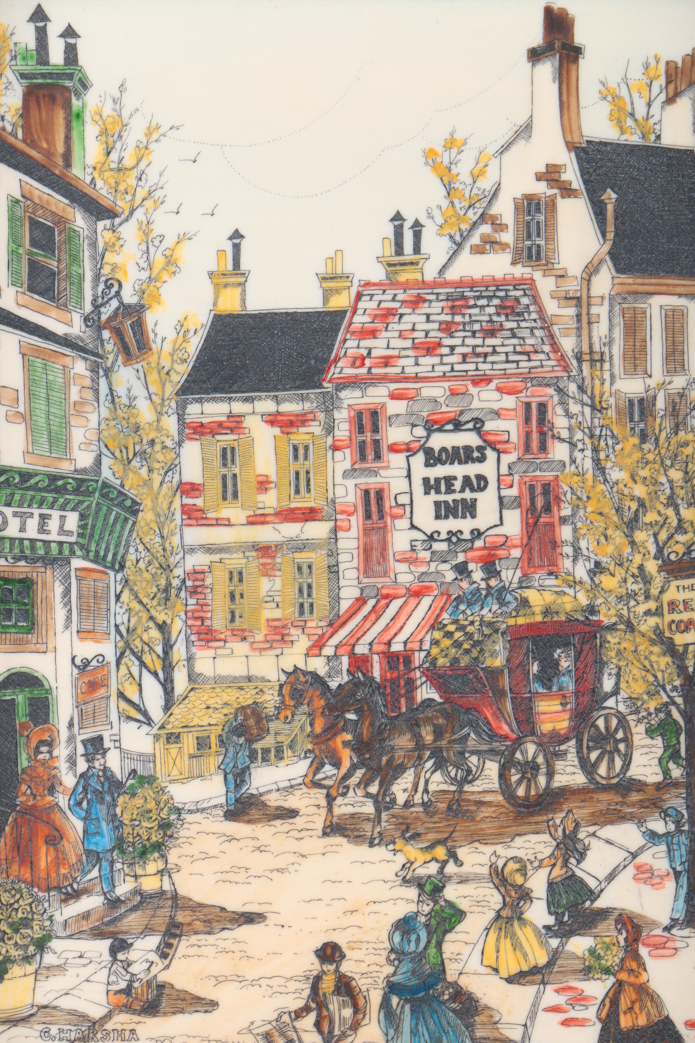 C. Harsha Hand-Colored Engraved Resin Plate