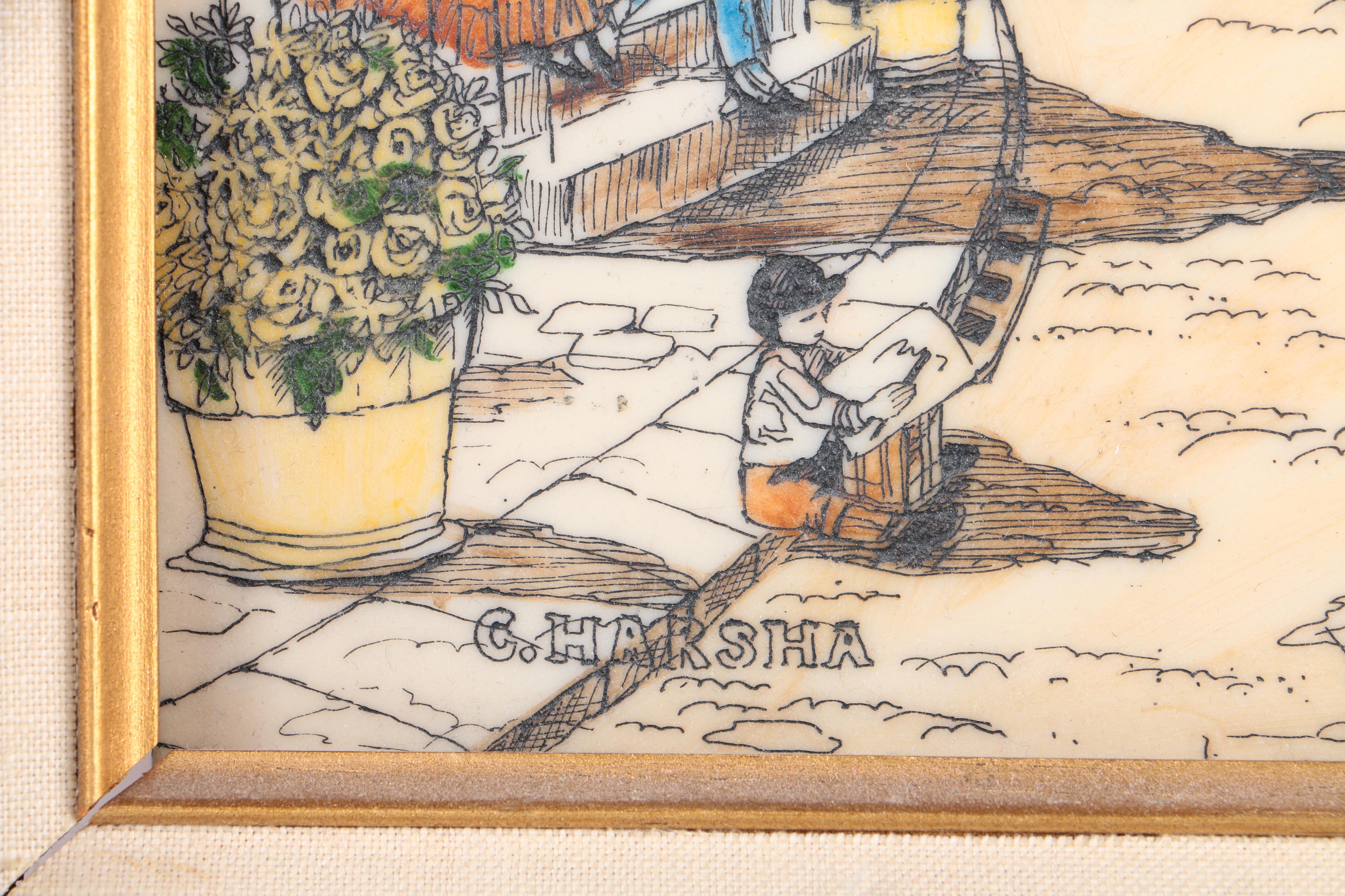 C. Harsha Hand-Colored Engraved Resin Plate