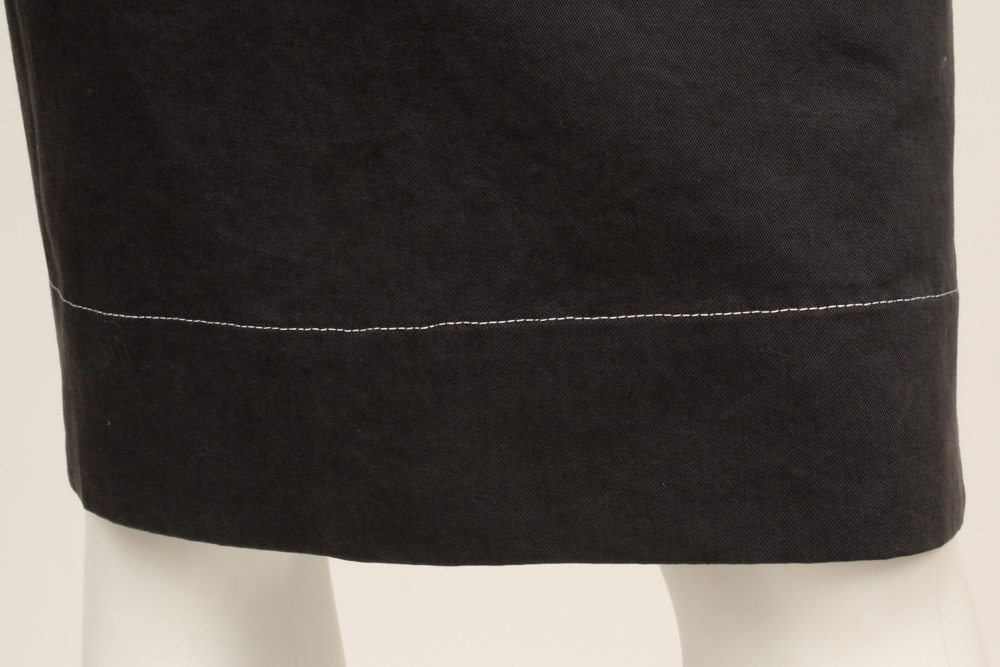 Prada Skirt and Fitted Patterned Blouse with Brighton Belt