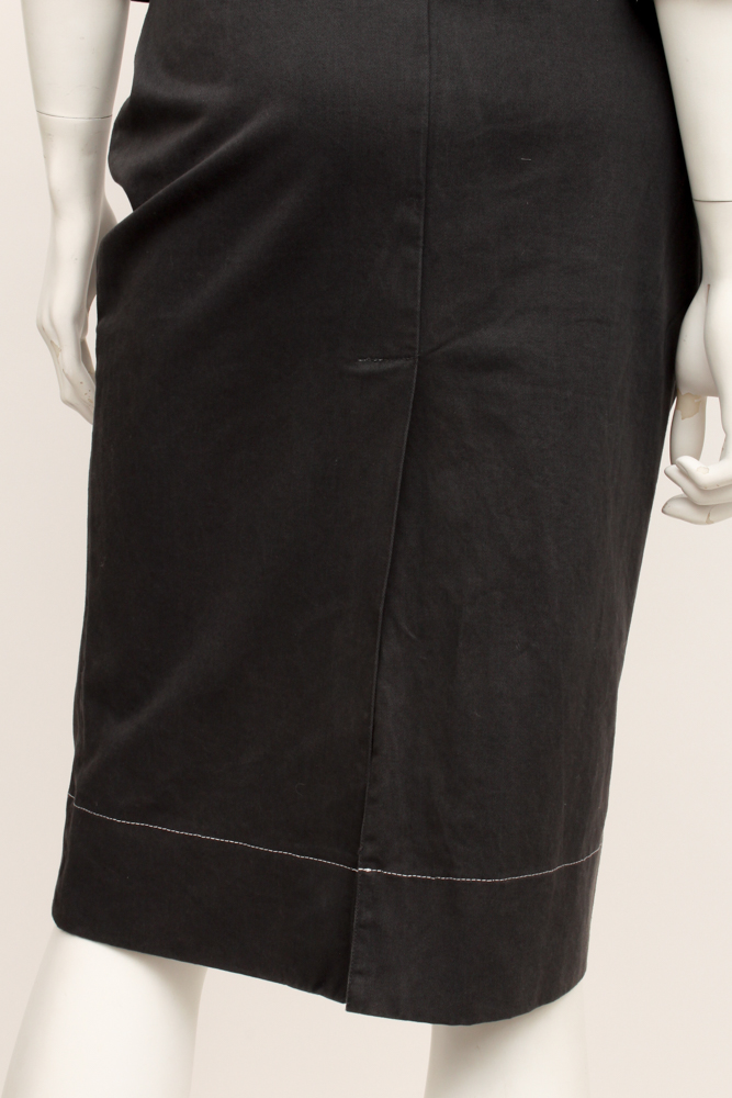 Prada Skirt and Fitted Patterned Blouse with Brighton Belt