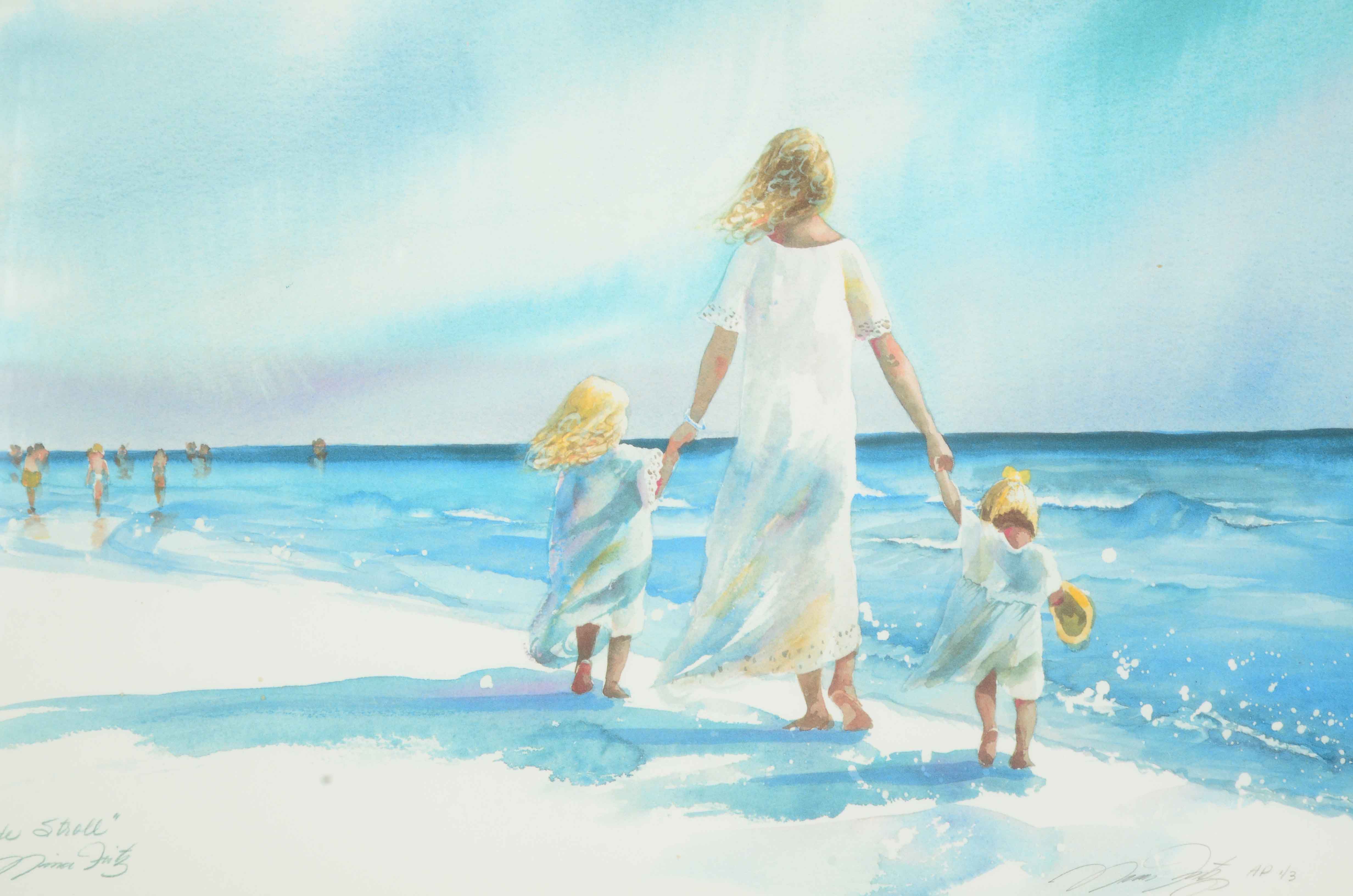 Nina Fritz Signed Limited Edition Artist's Proof Giclee "Seaside Stroll"