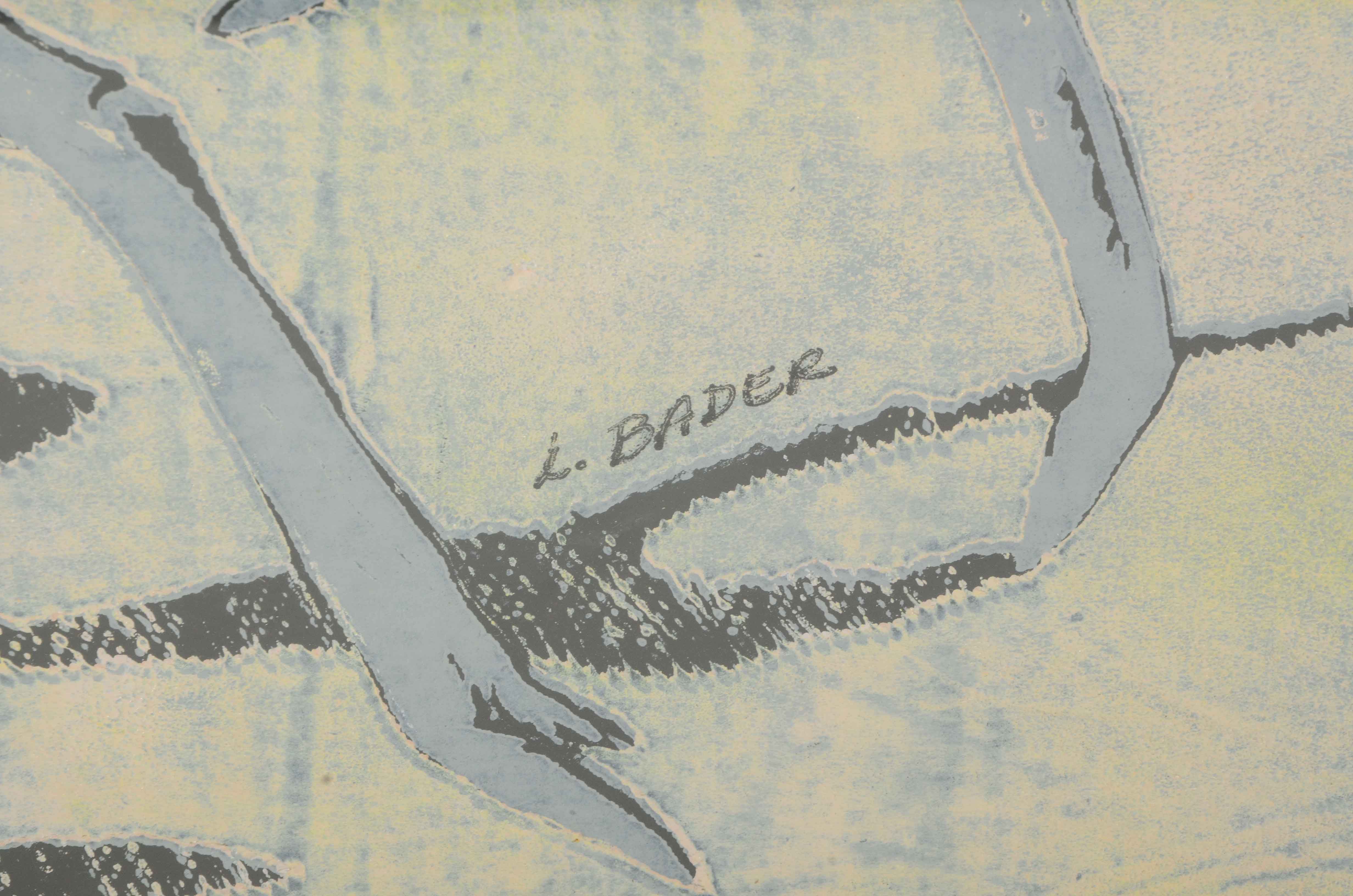 L. Bader Signed Relief Print of Ostriches