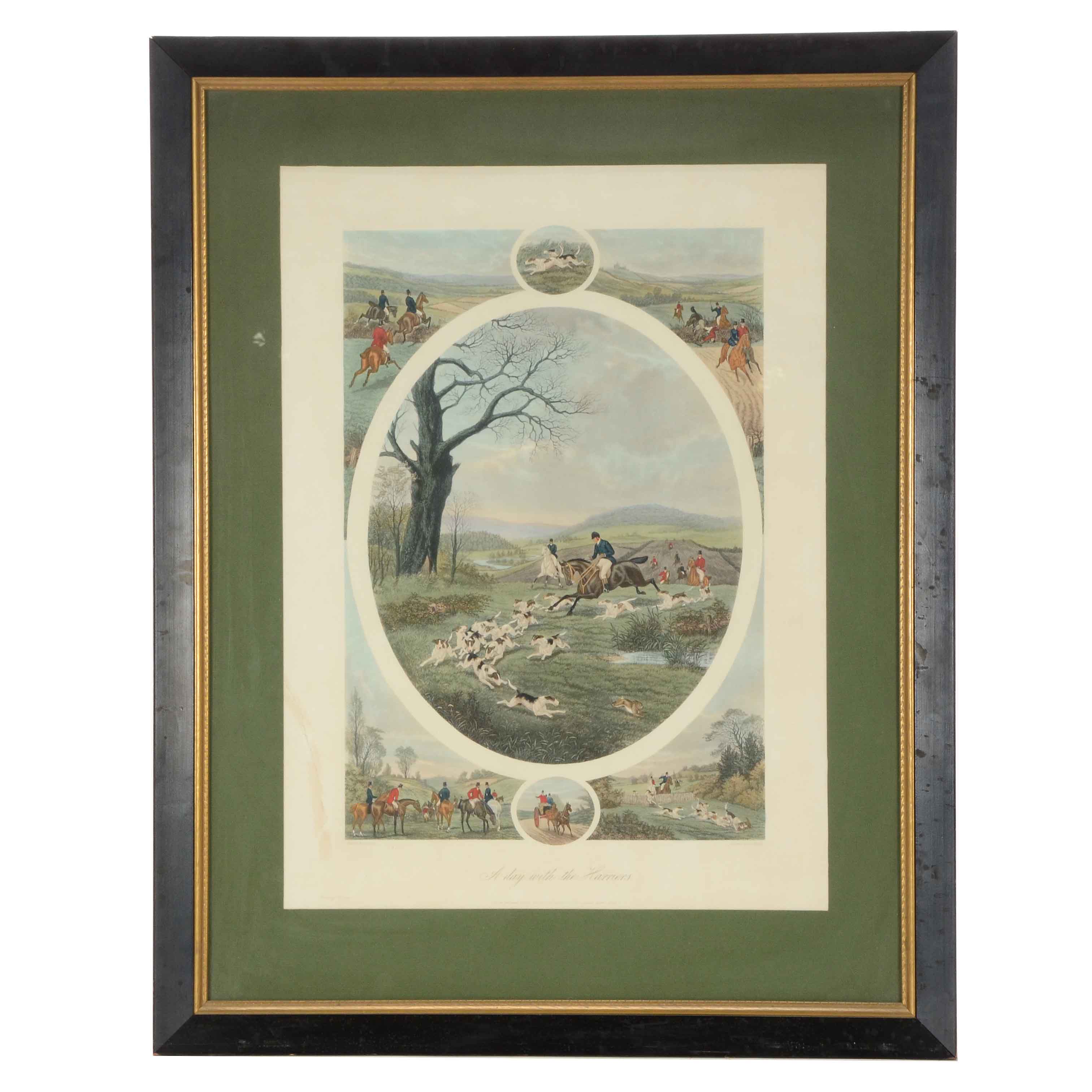 Edward Hester Hand-colored Aquatint after W.H. Tuck "Day with the Harriers"