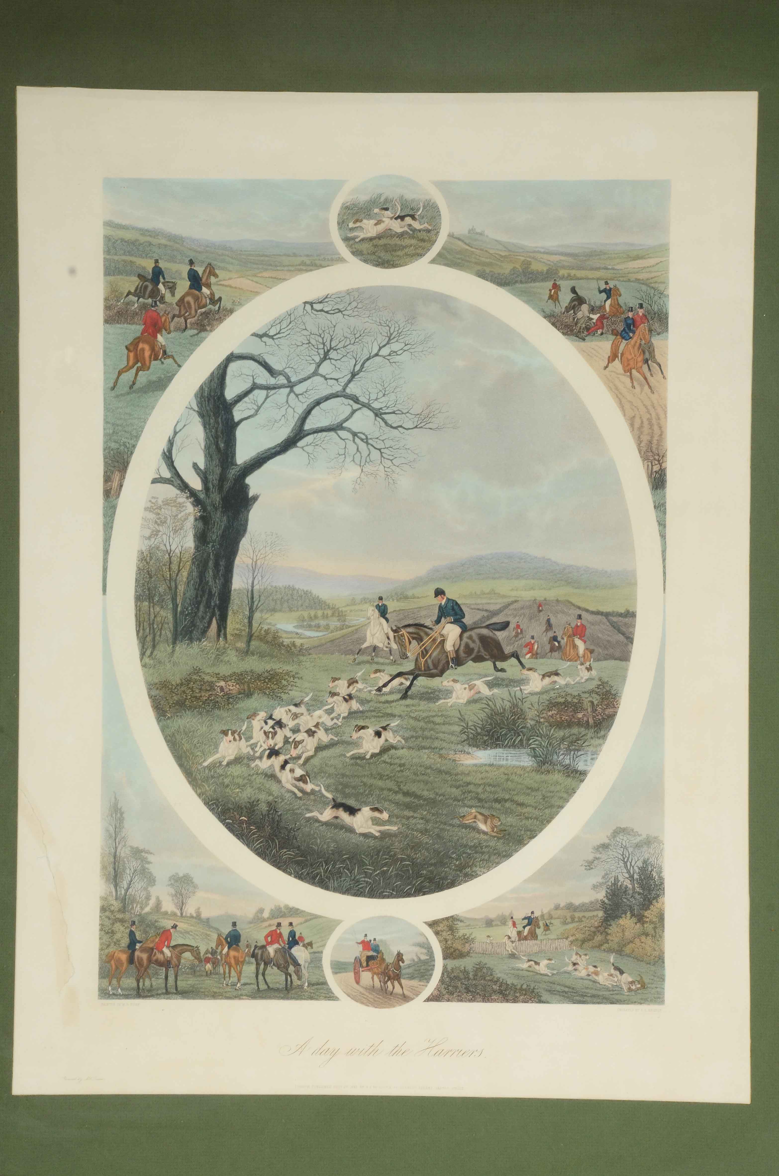 Edward Hester Hand-colored Aquatint after W.H. Tuck "Day with the Harriers"