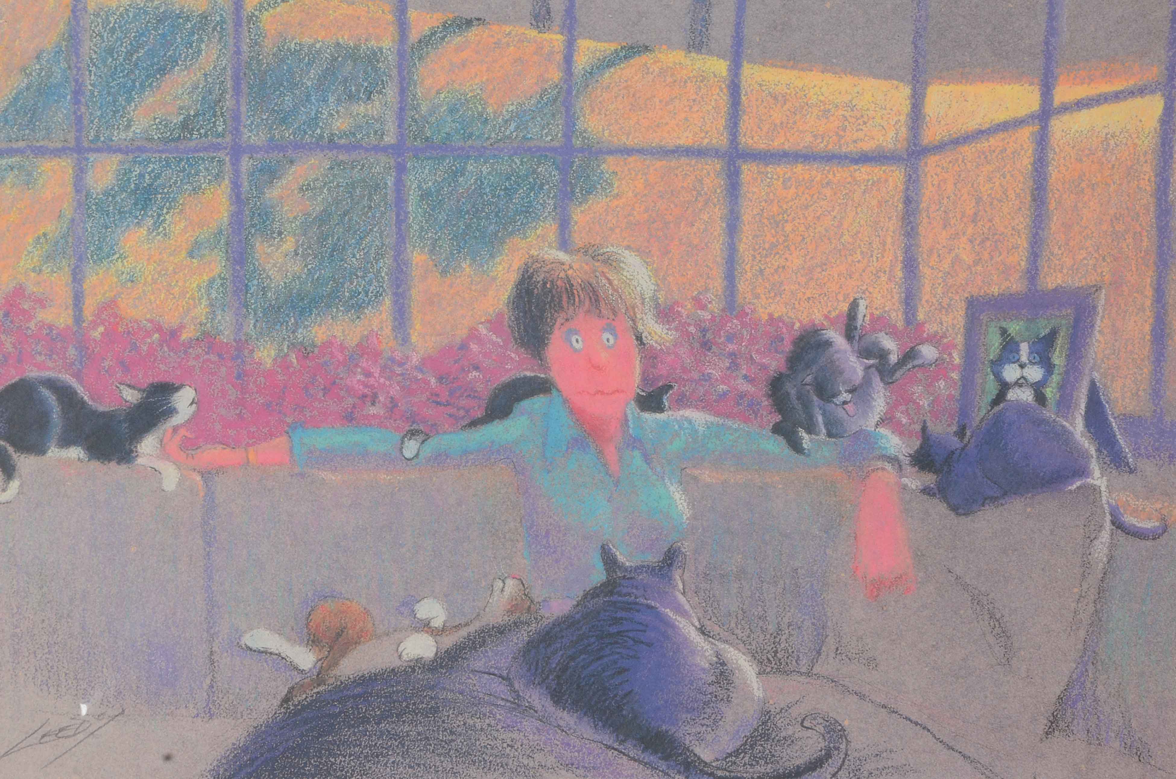 Jeff Leedy Signed Offset Lithograph "You Don't Have Cats. Cats Have You."