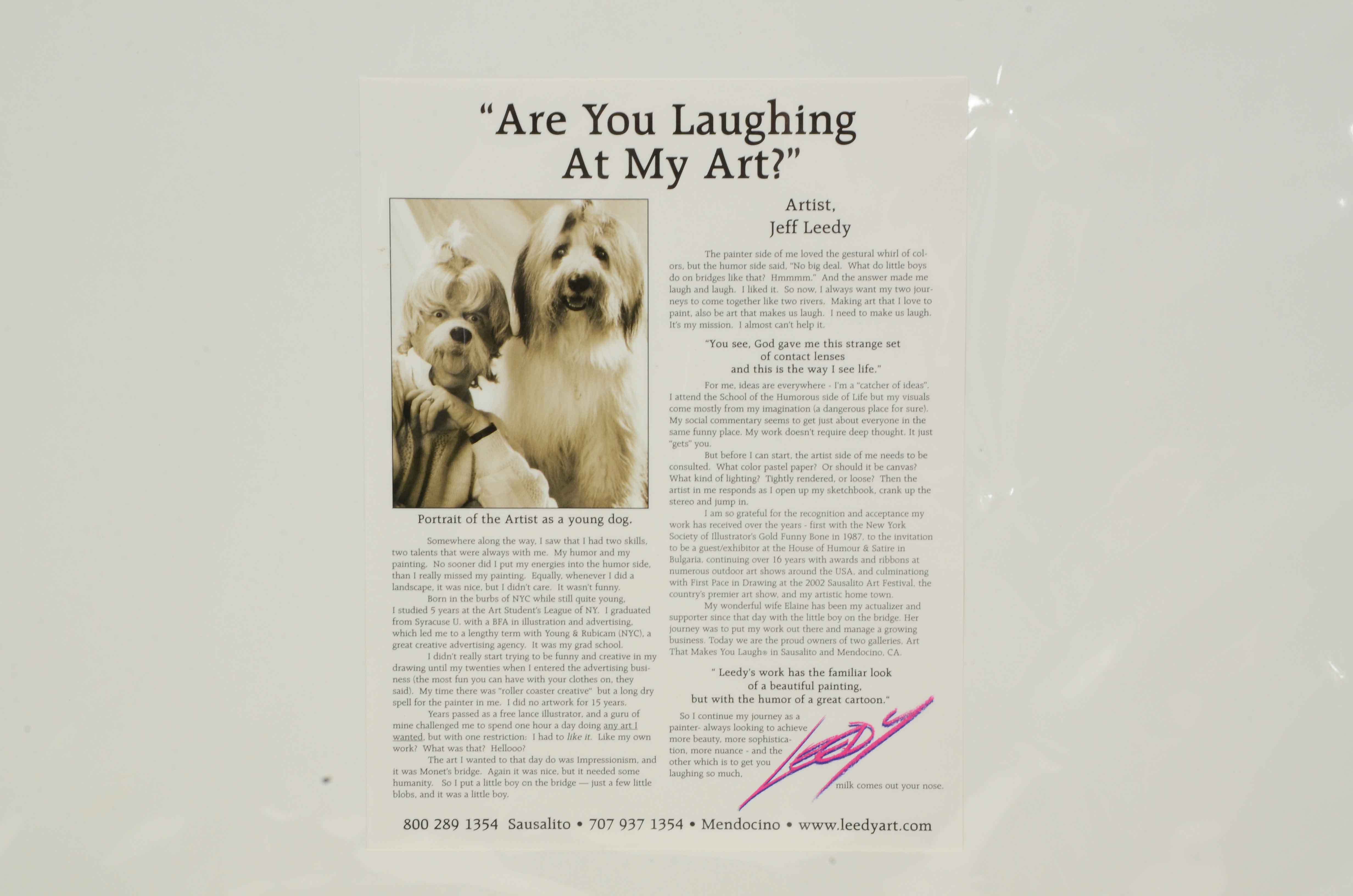 Jeff Leedy Signed Offset Lithograph "You Don't Have Cats. Cats Have You."