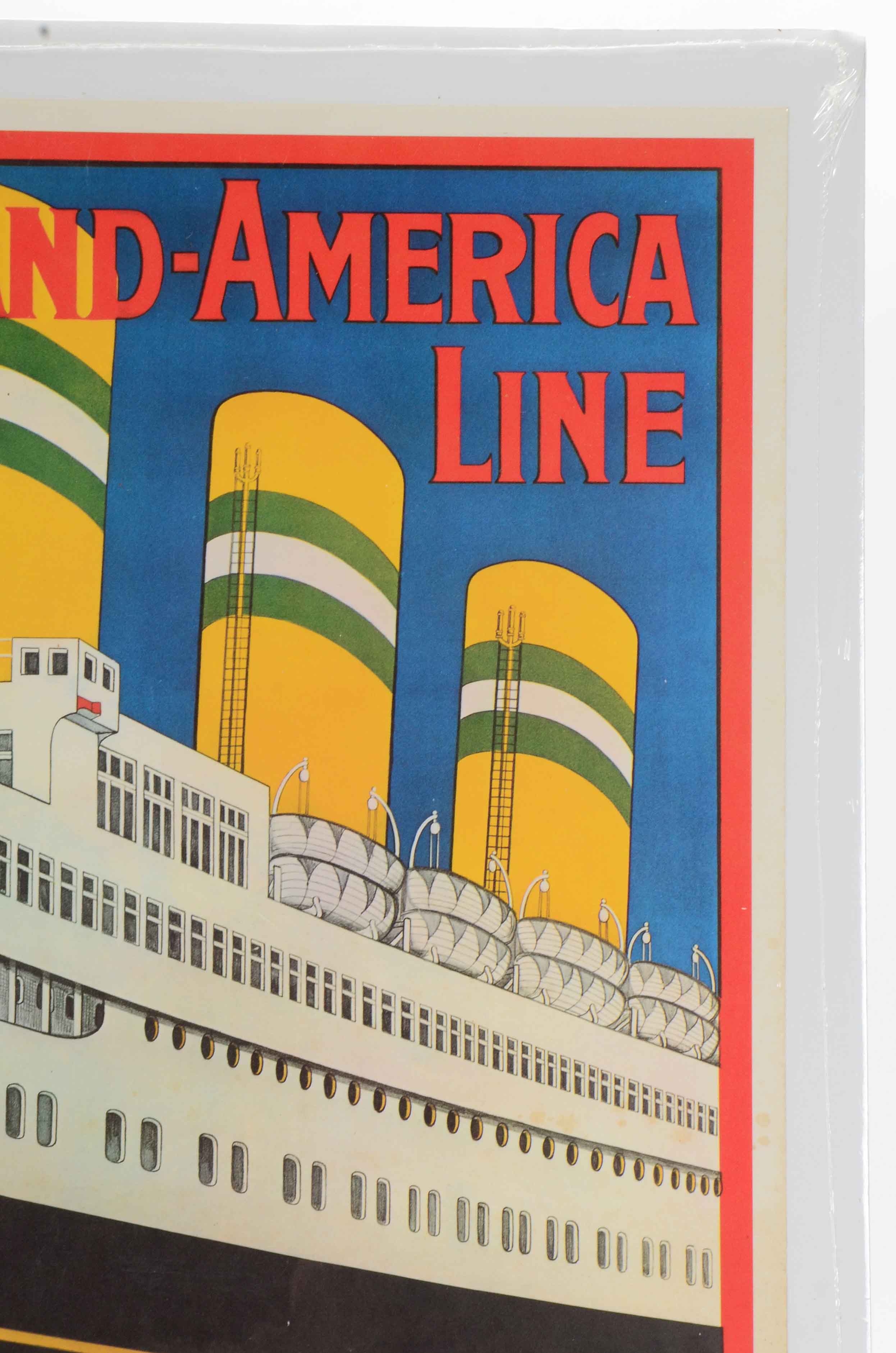 Vintage Offset Lithograph Travel Poster for Holland-America Line