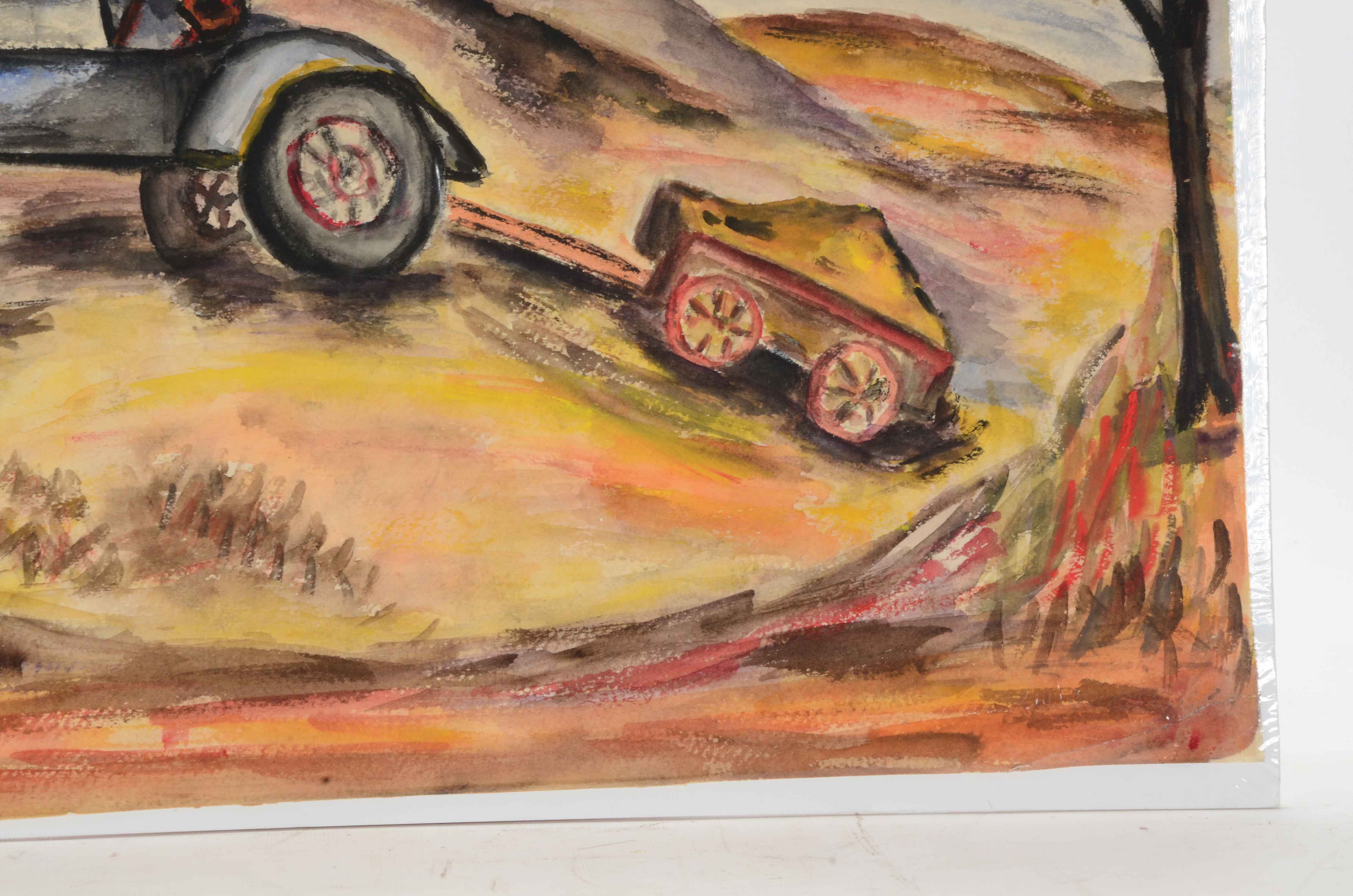 Original Watercolor Painting of Pastoral Scene