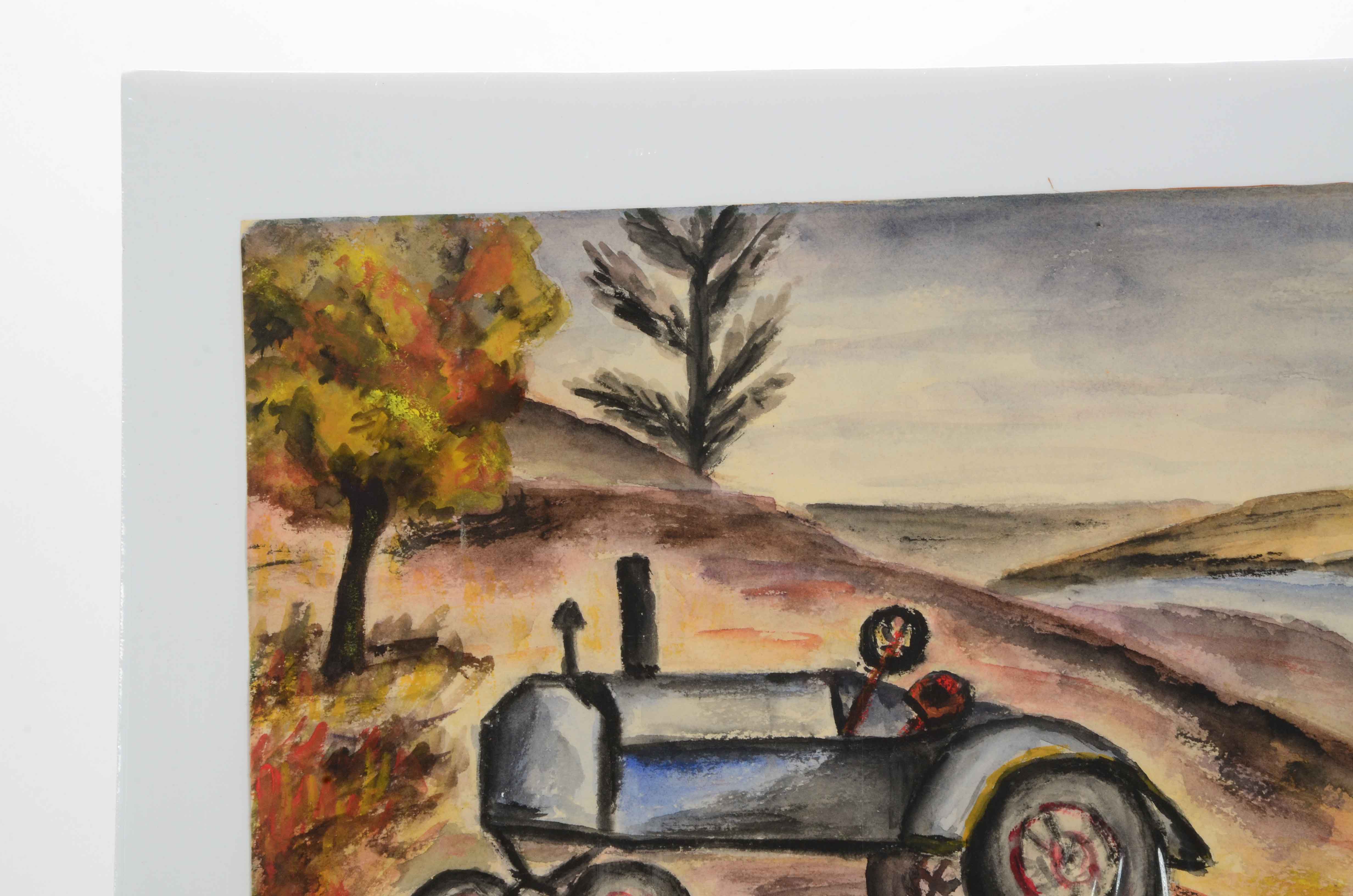 Original Watercolor Painting of Pastoral Scene