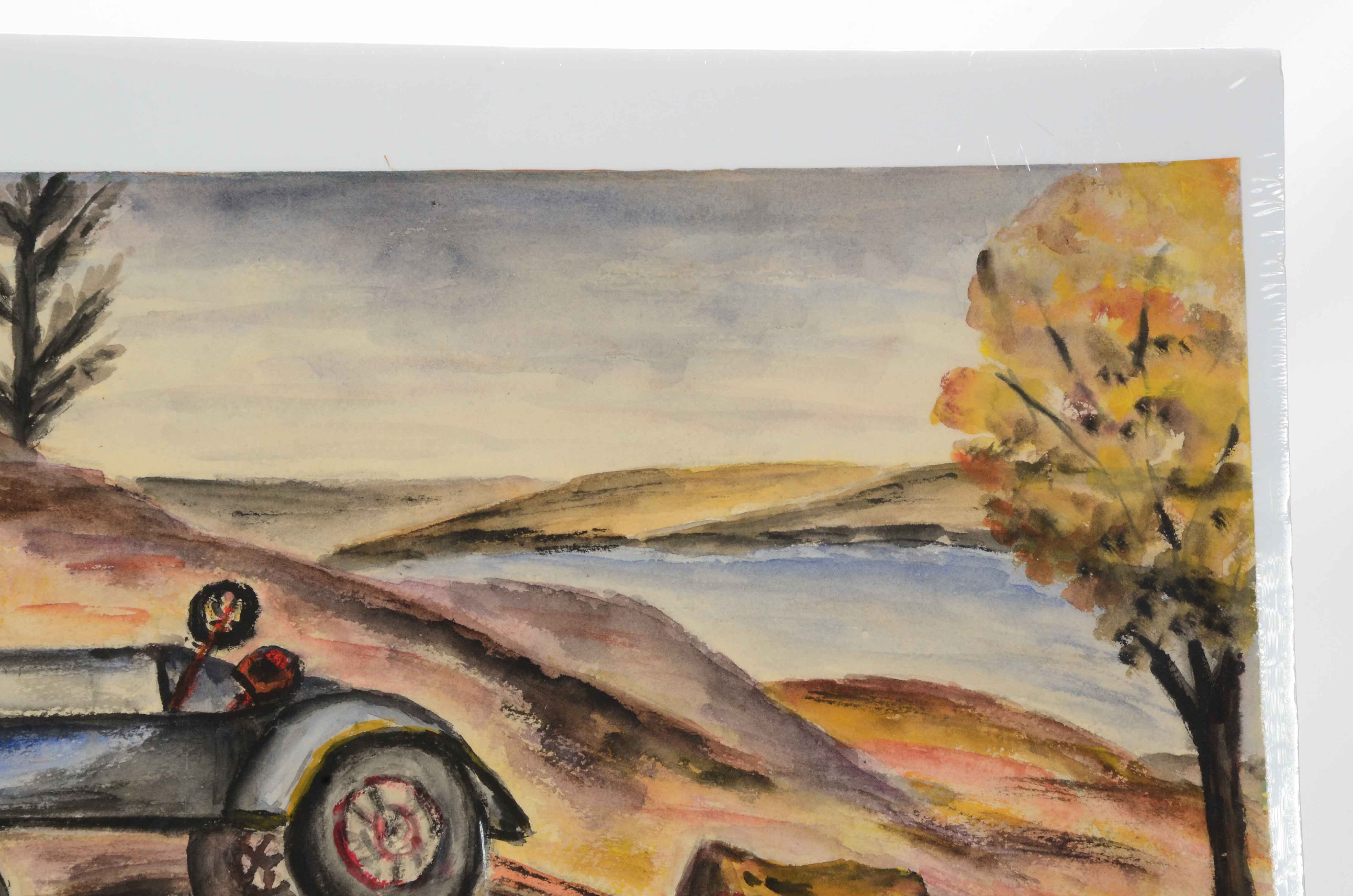 Original Watercolor Painting of Pastoral Scene