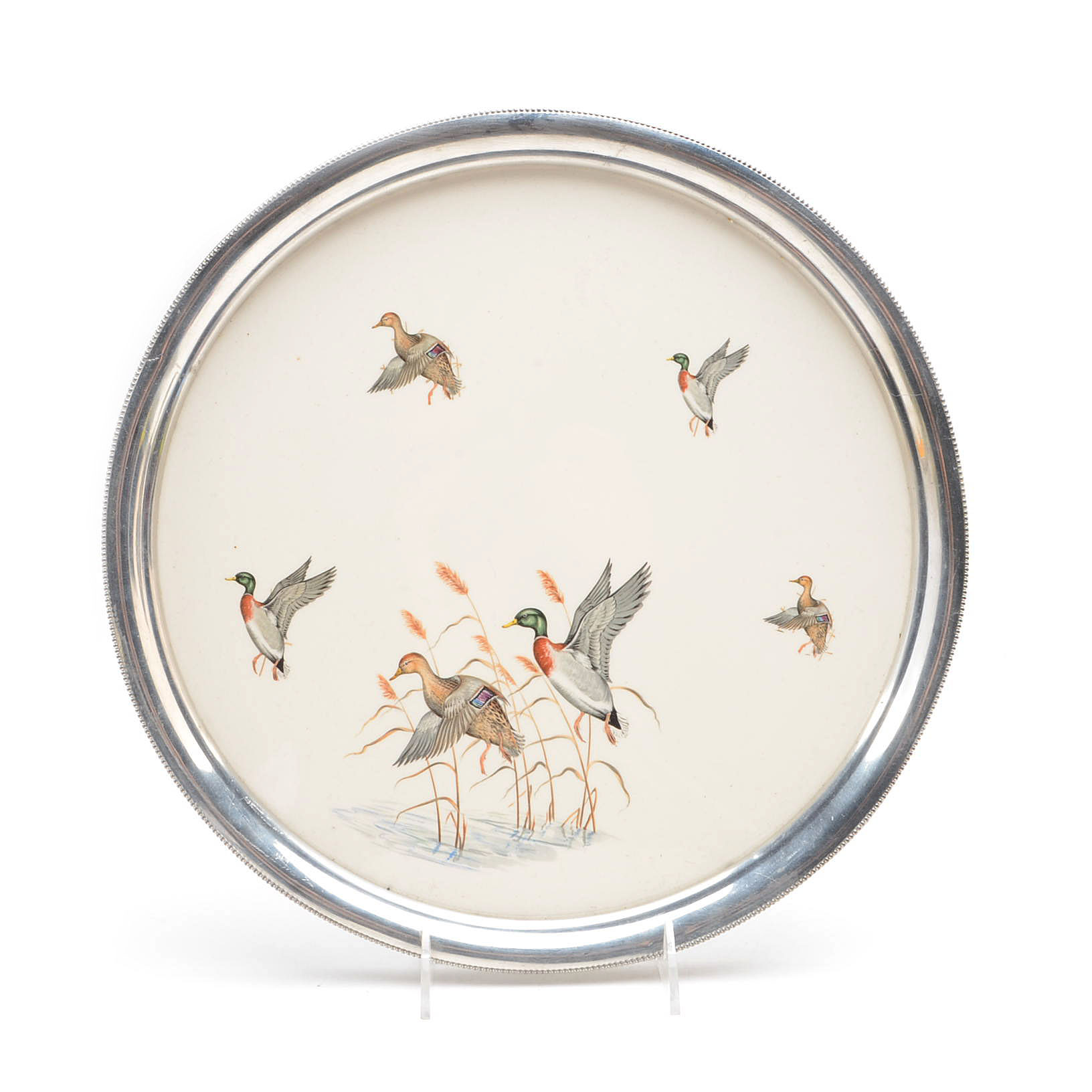 Revere Pewter and Porcelain Serving Tray