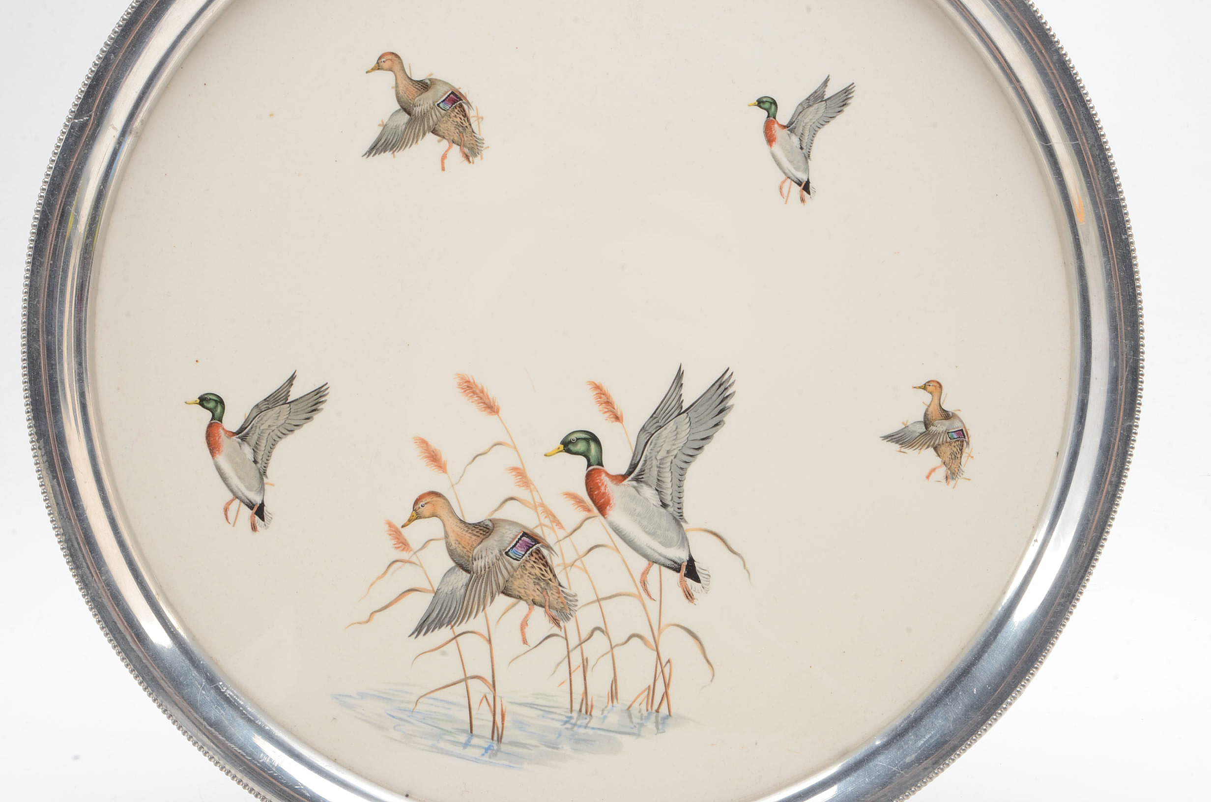 Revere Pewter and Porcelain Serving Tray