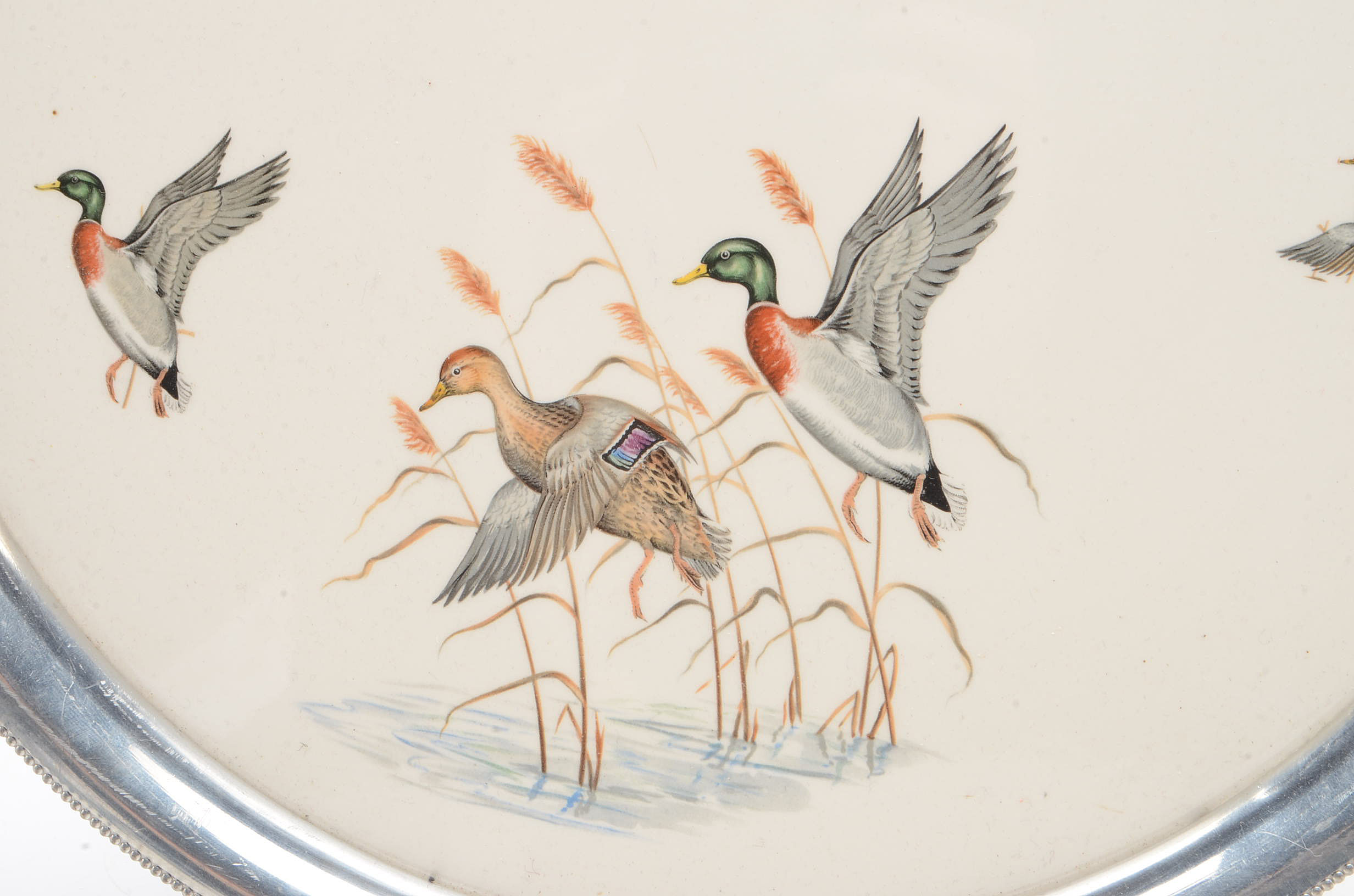 Revere Pewter and Porcelain Serving Tray