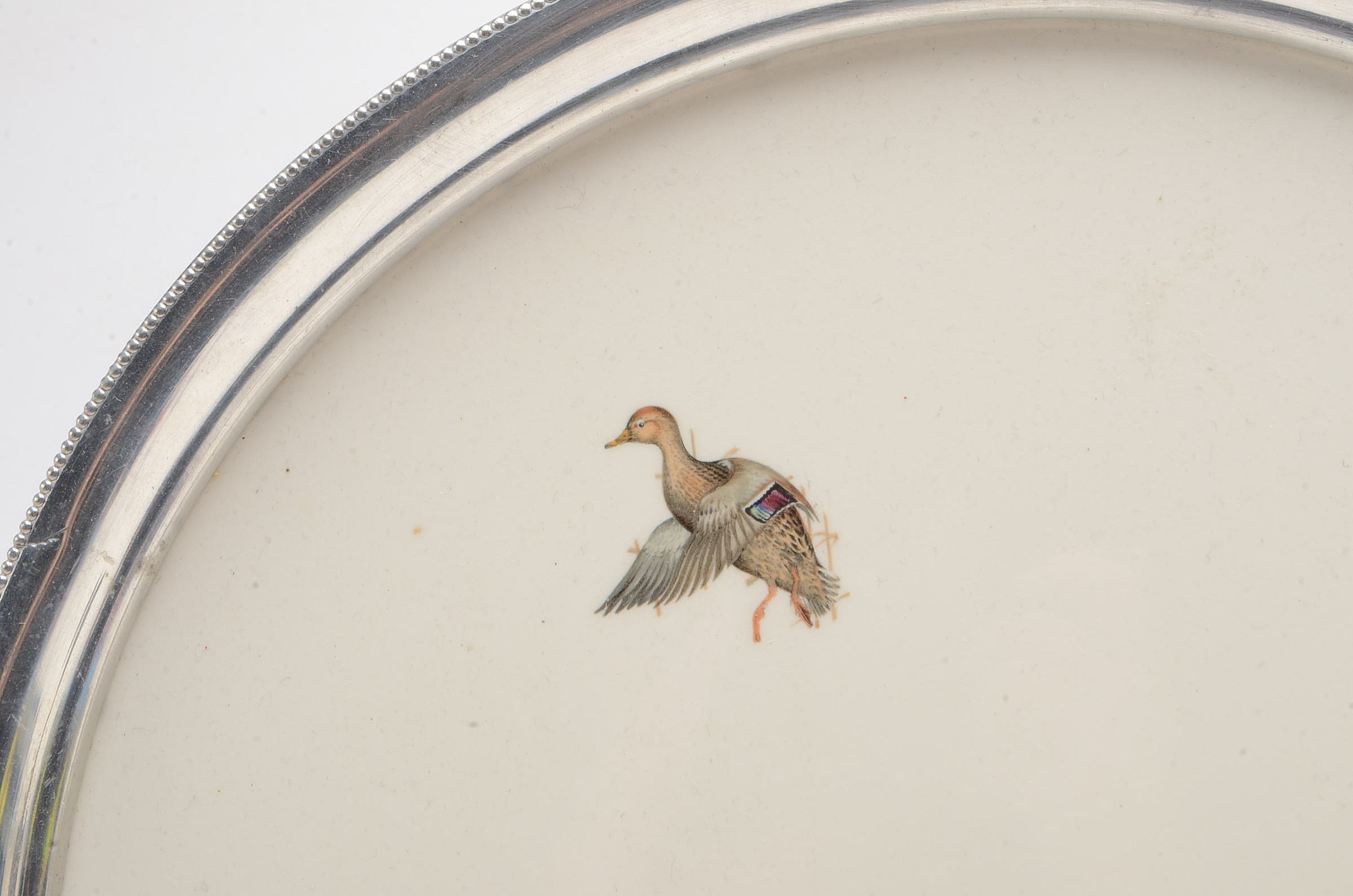 Revere Pewter and Porcelain Serving Tray