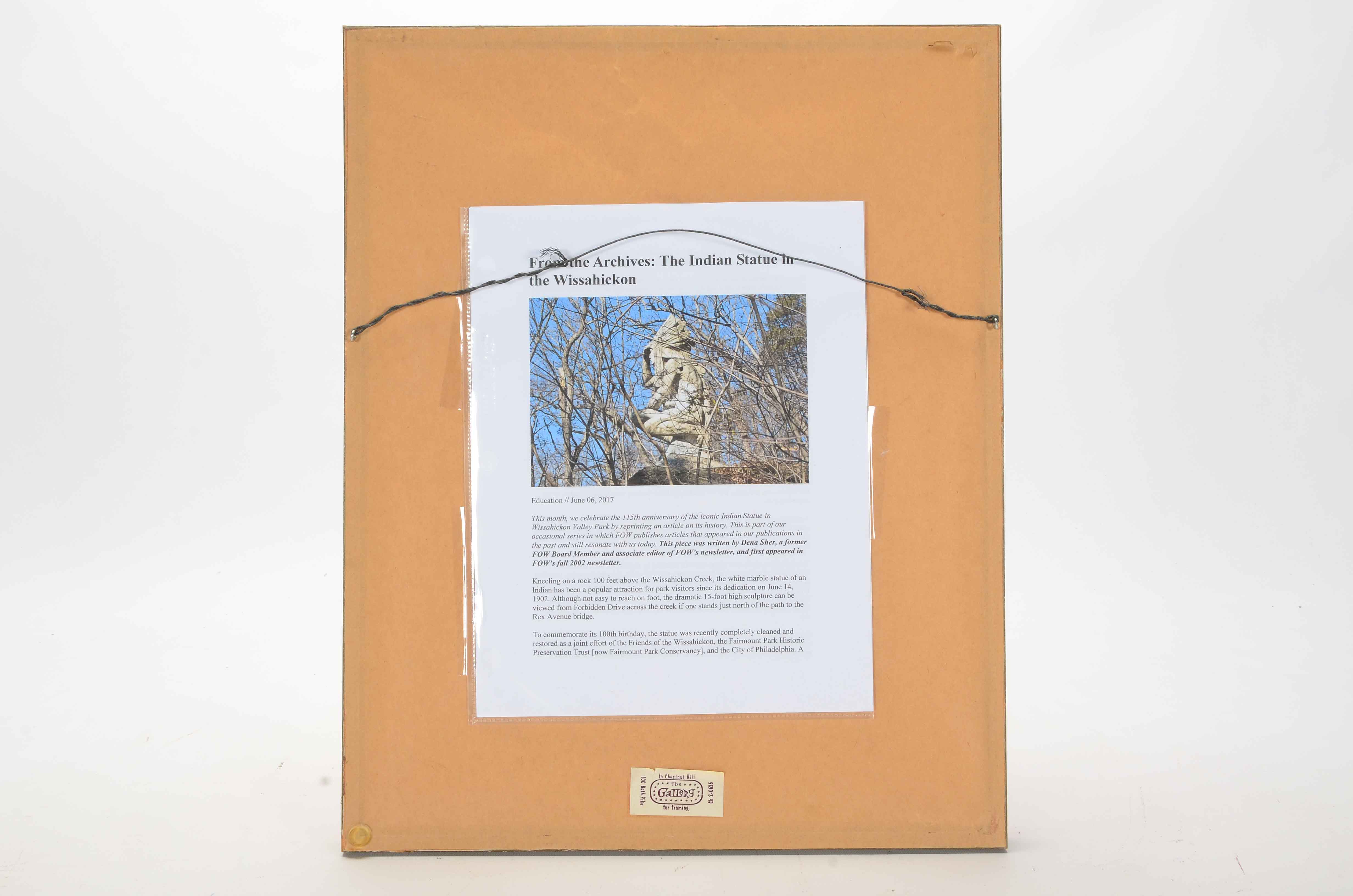 Peg Roy Signed Watercolor Painting of a Native American Statue