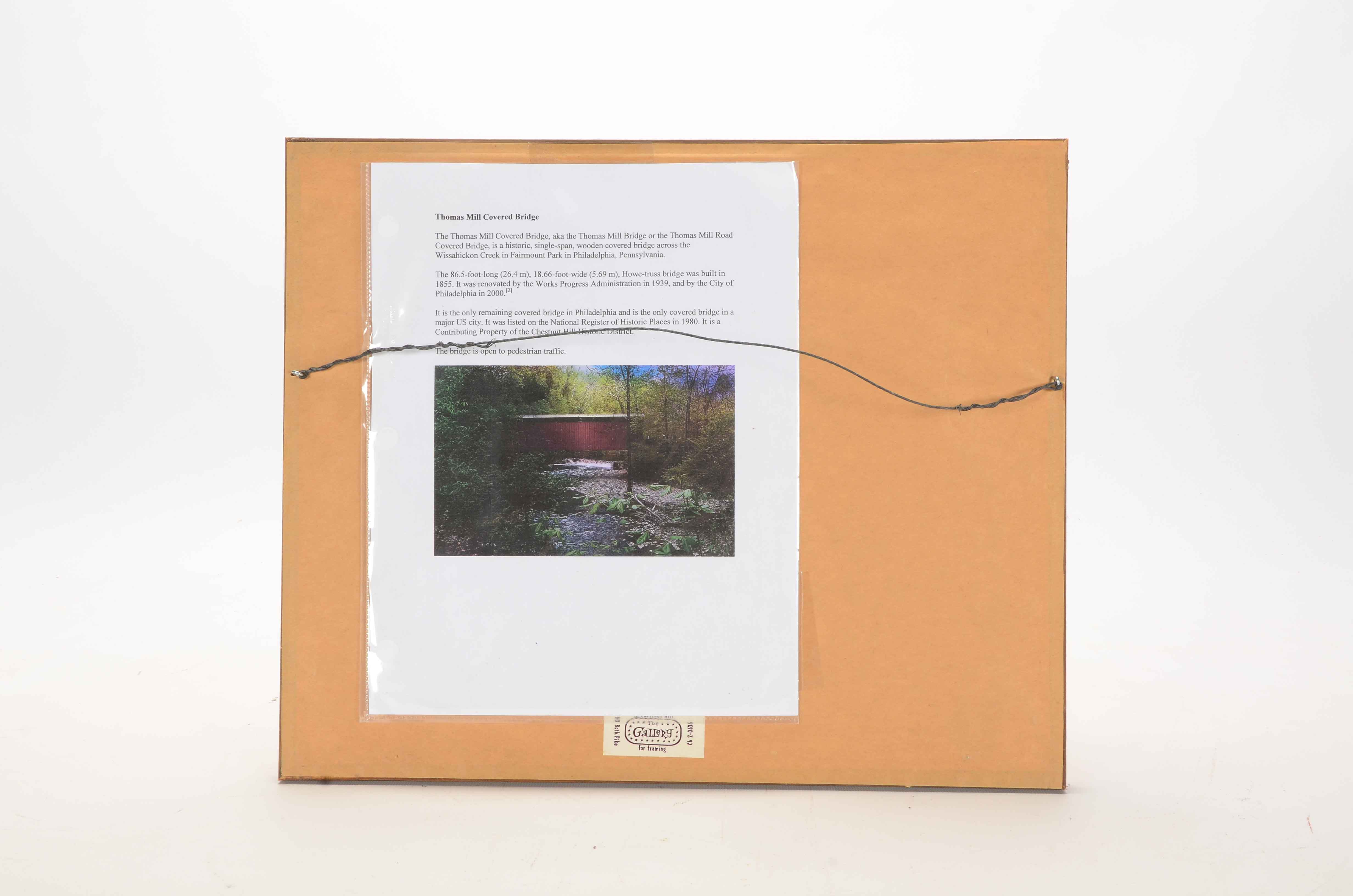 Peg Roy Signed Watercolor Painting of a Covered Bridge