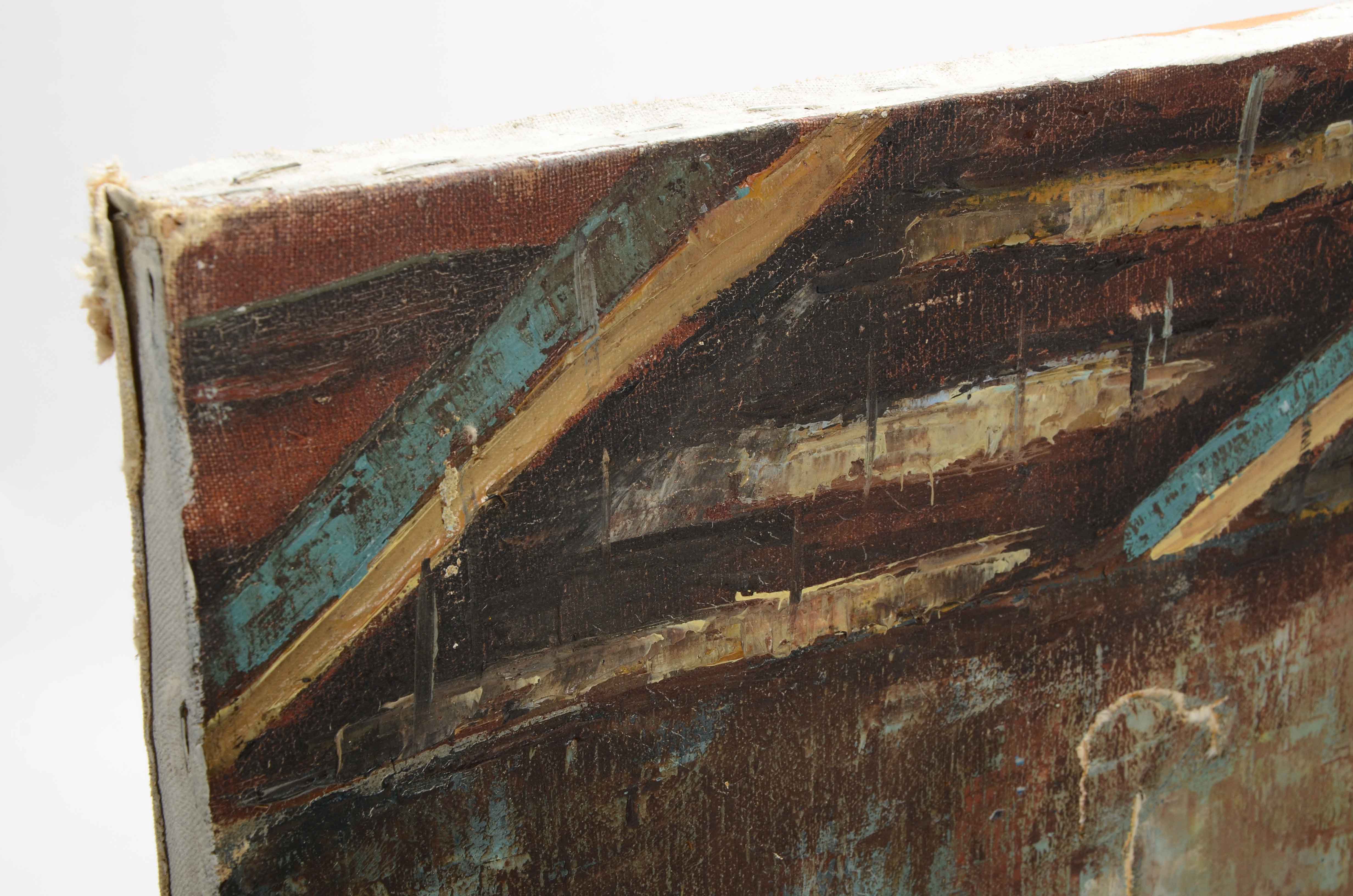 Original Signed Oil Painting on Canvas of a Barn Interior