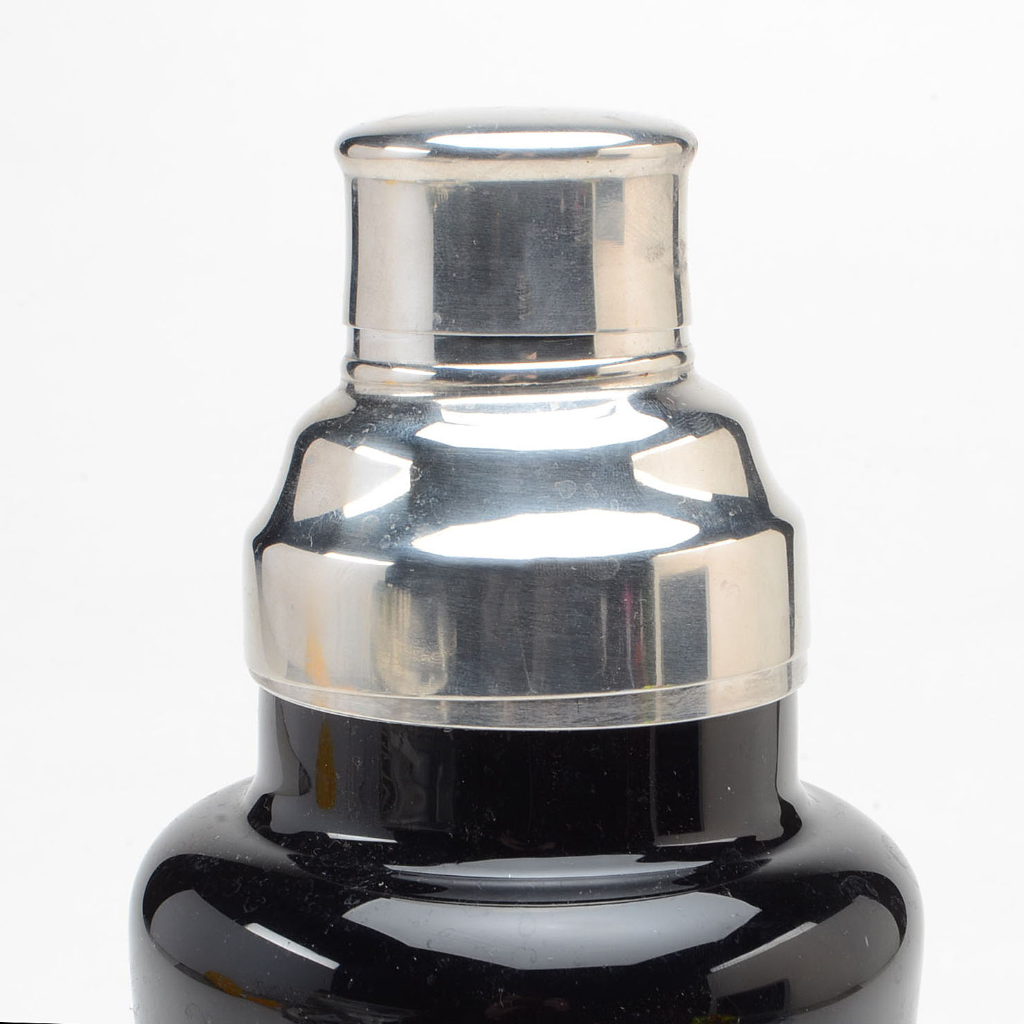 Blown Black Glass Skull and Bones Cocktail Shaker