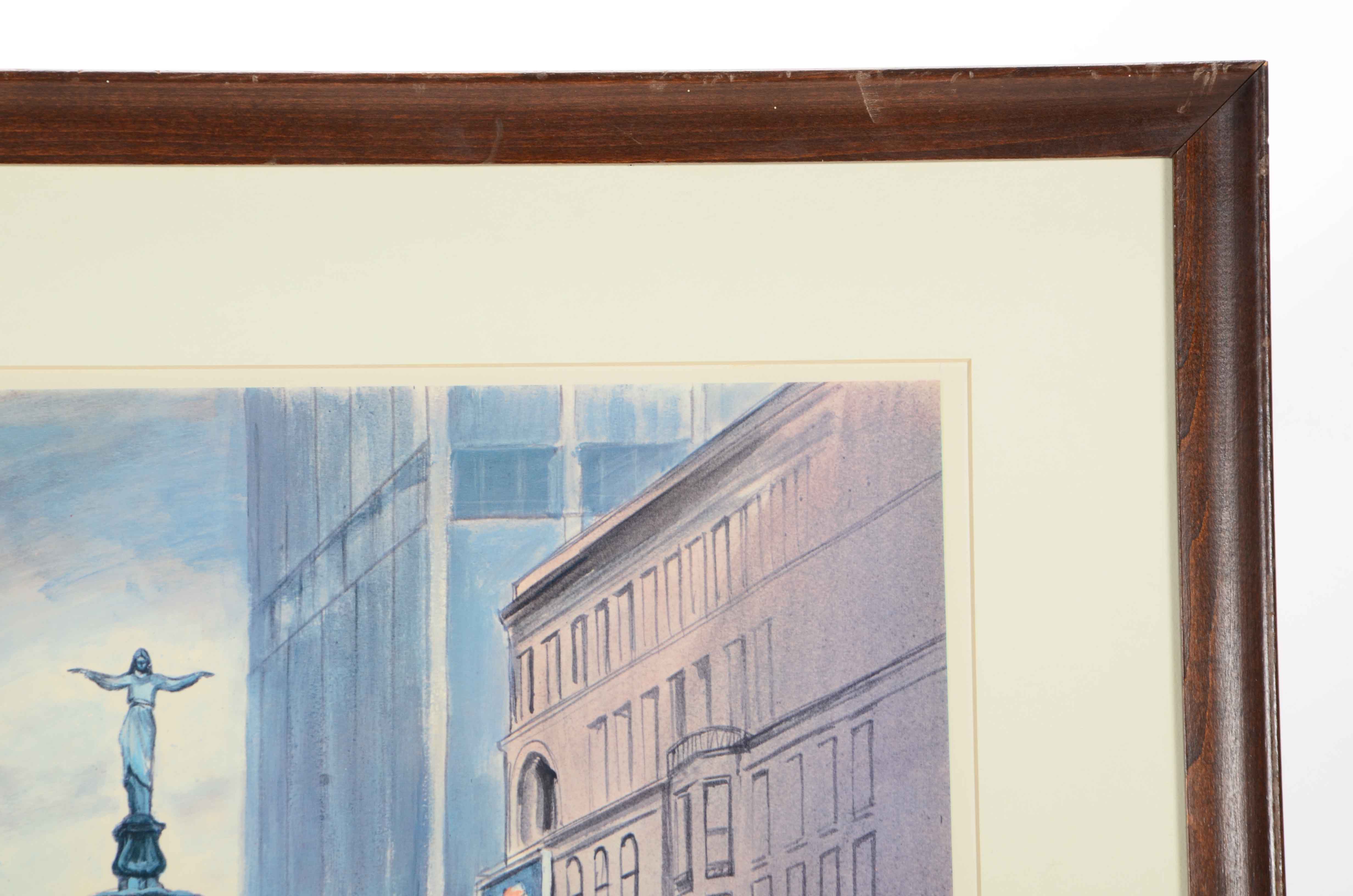 Floyd Berg Signed Offset Lithograph "Fountain Square"