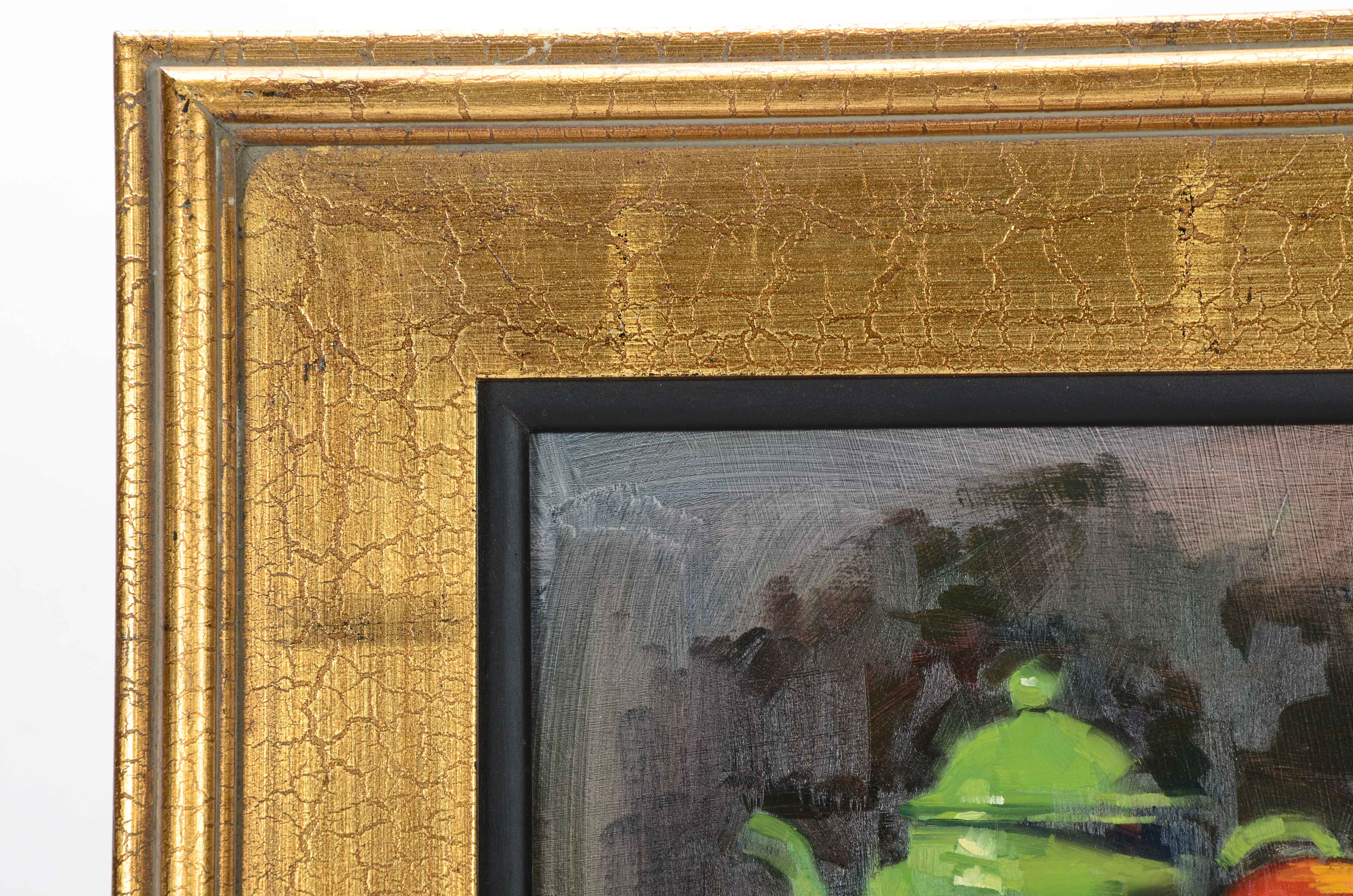 Ann Grimaldi Original Oil Painting "Still Life with Green Teapot"