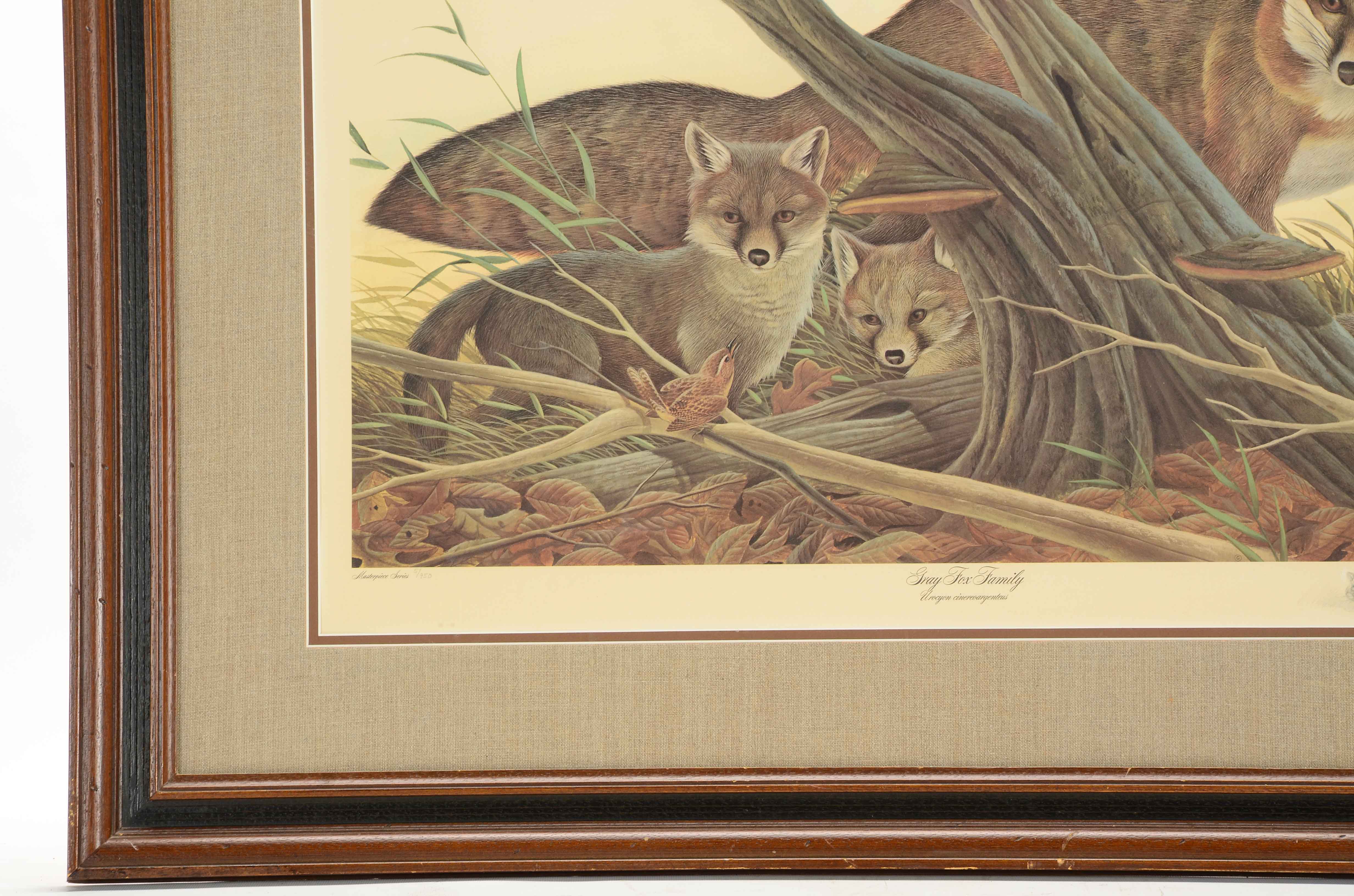 John Ruthven Signed Limited Edition Offset Lithograph "Gray Fox Family"