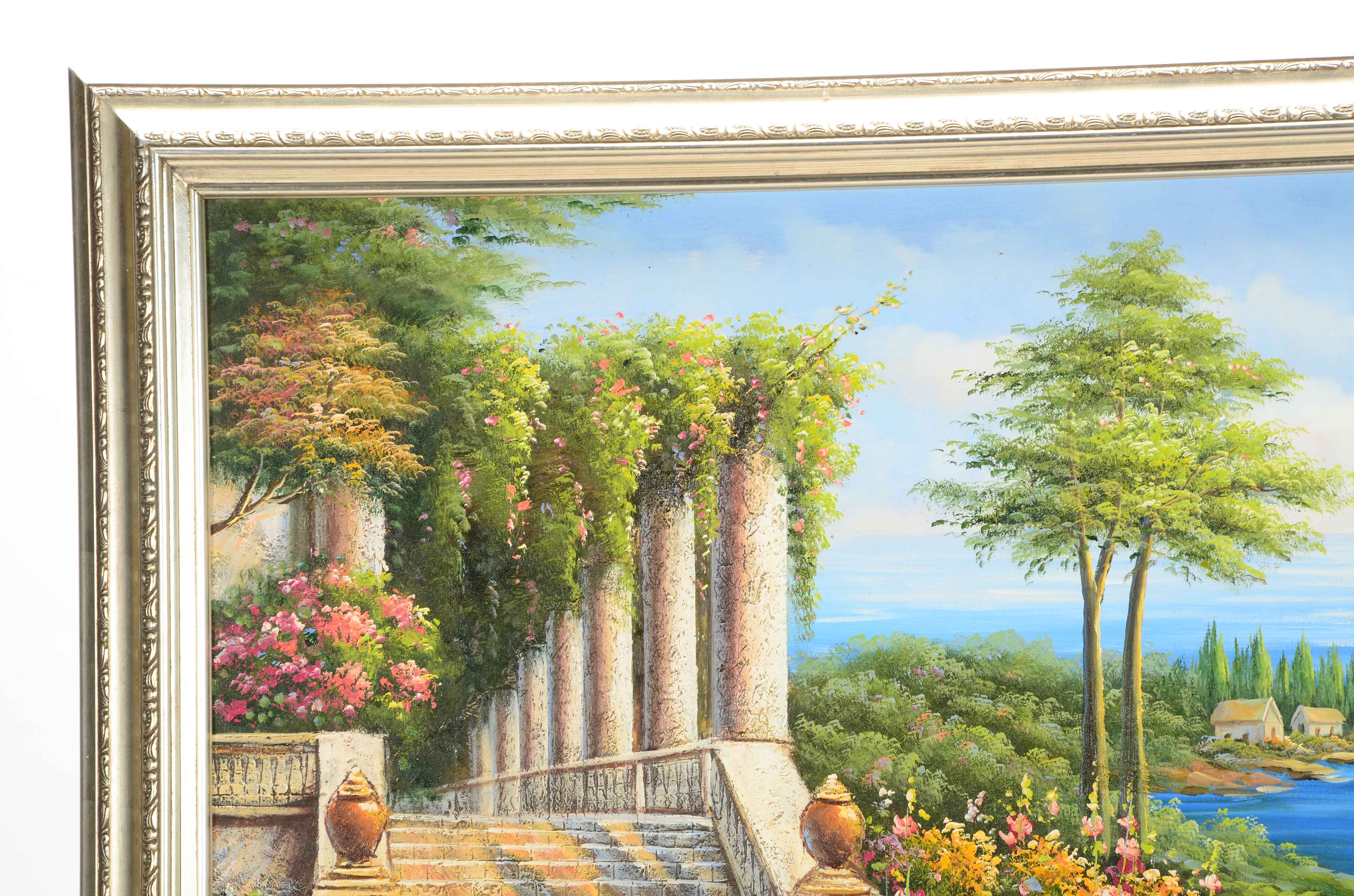 Mirrins Signed Oil Painting of a Mediterranean Landscape