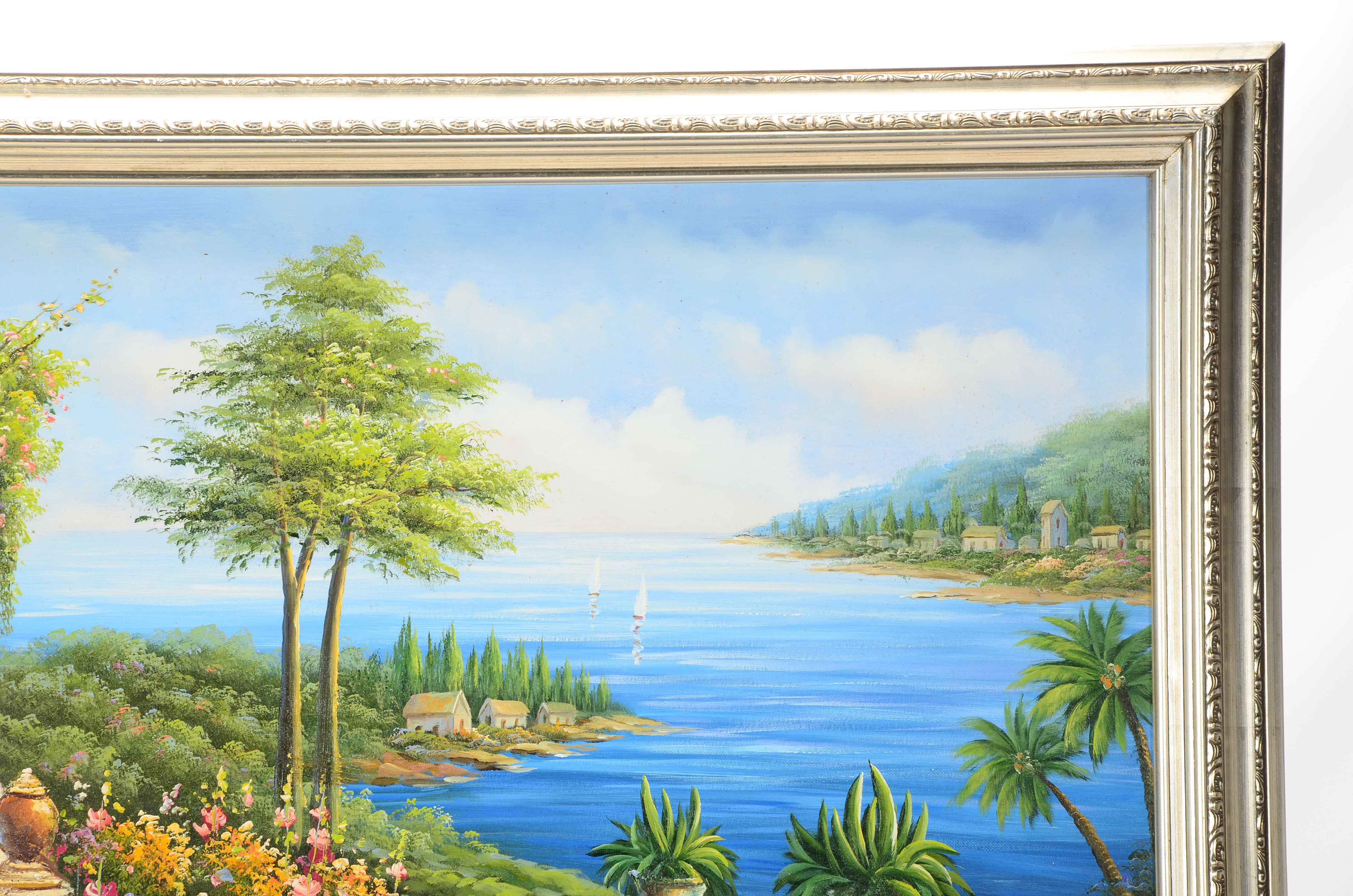 Mirrins Signed Oil Painting of a Mediterranean Landscape