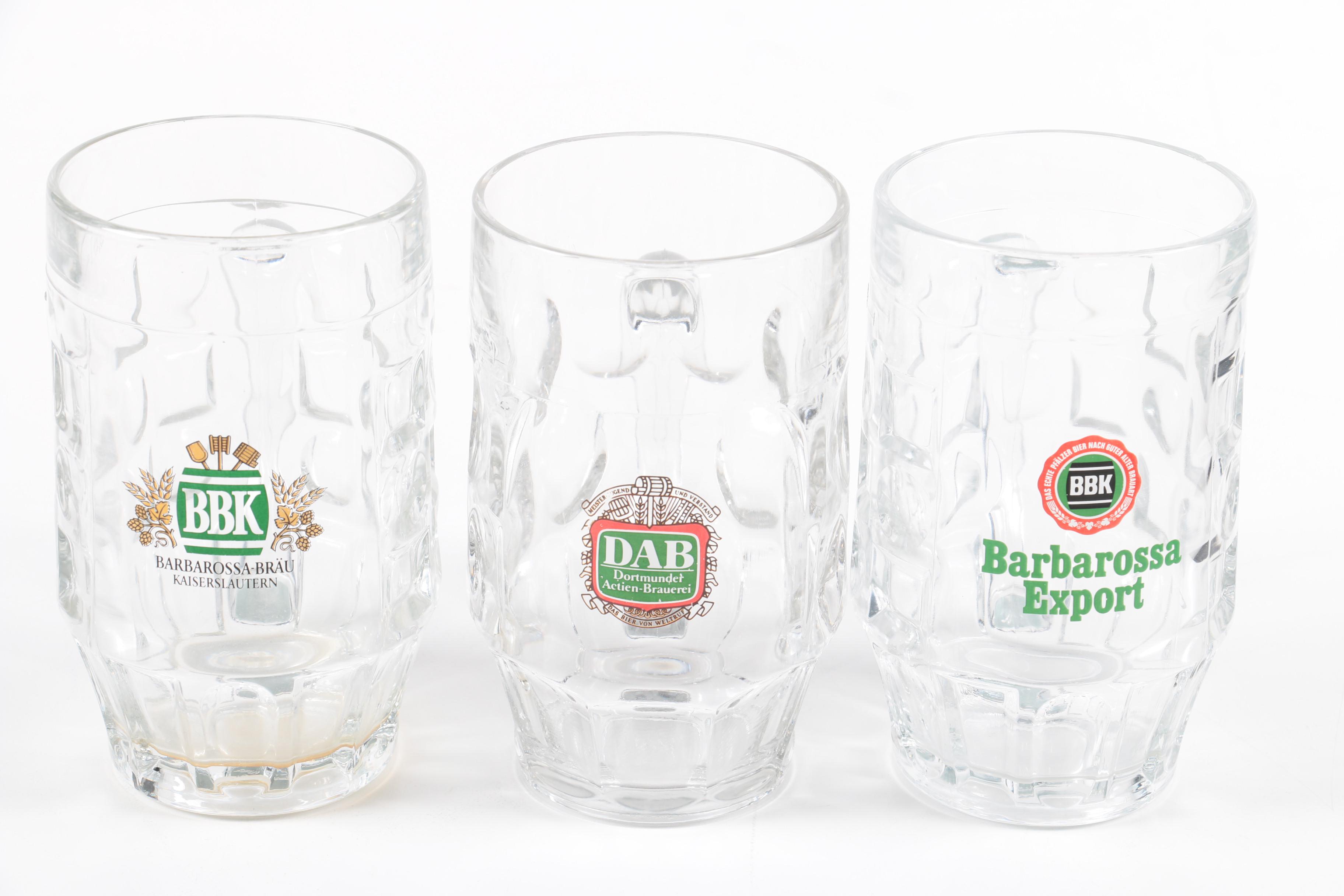 German Glass Beer Steins and other Barware