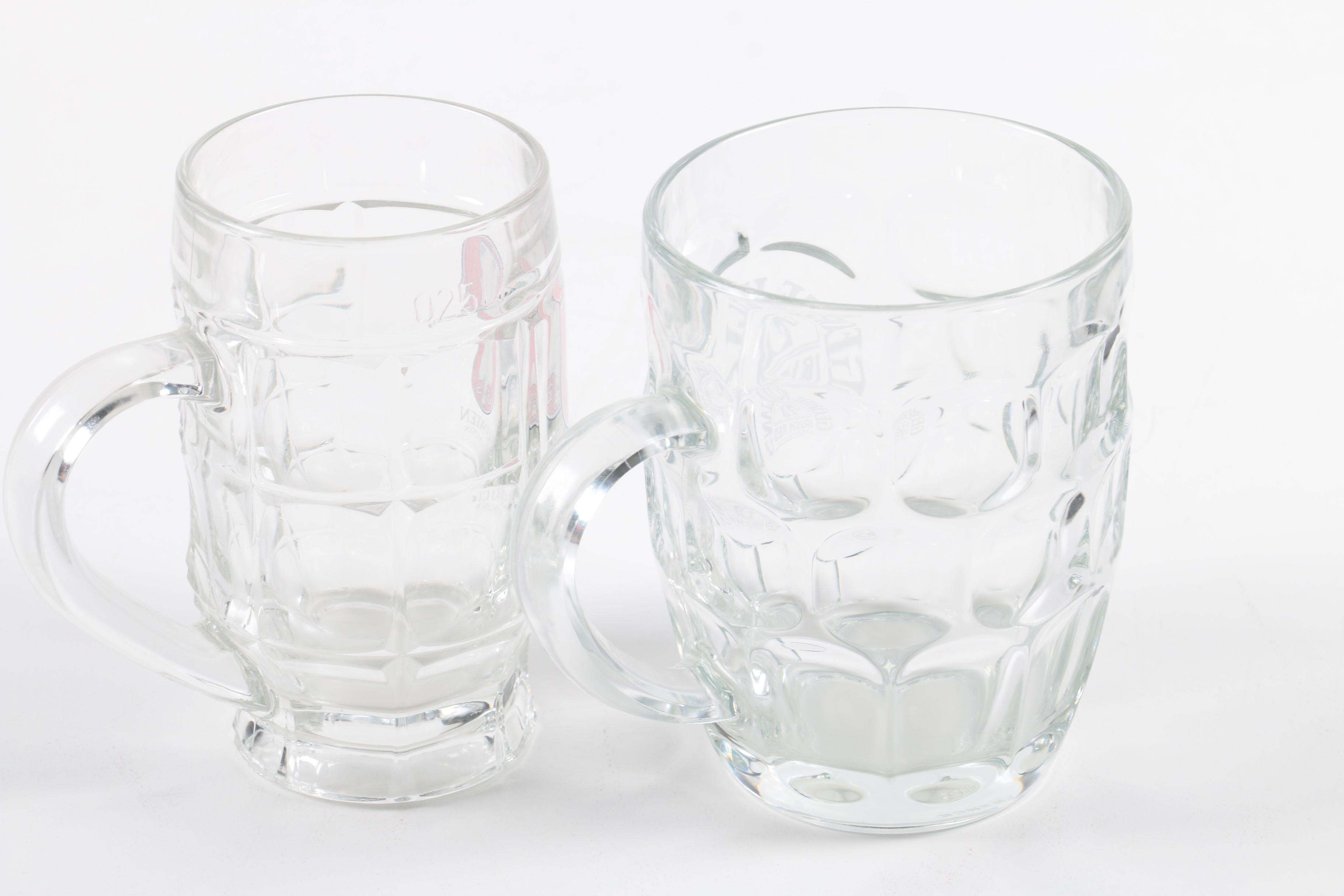 German Glass Beer Steins and other Barware