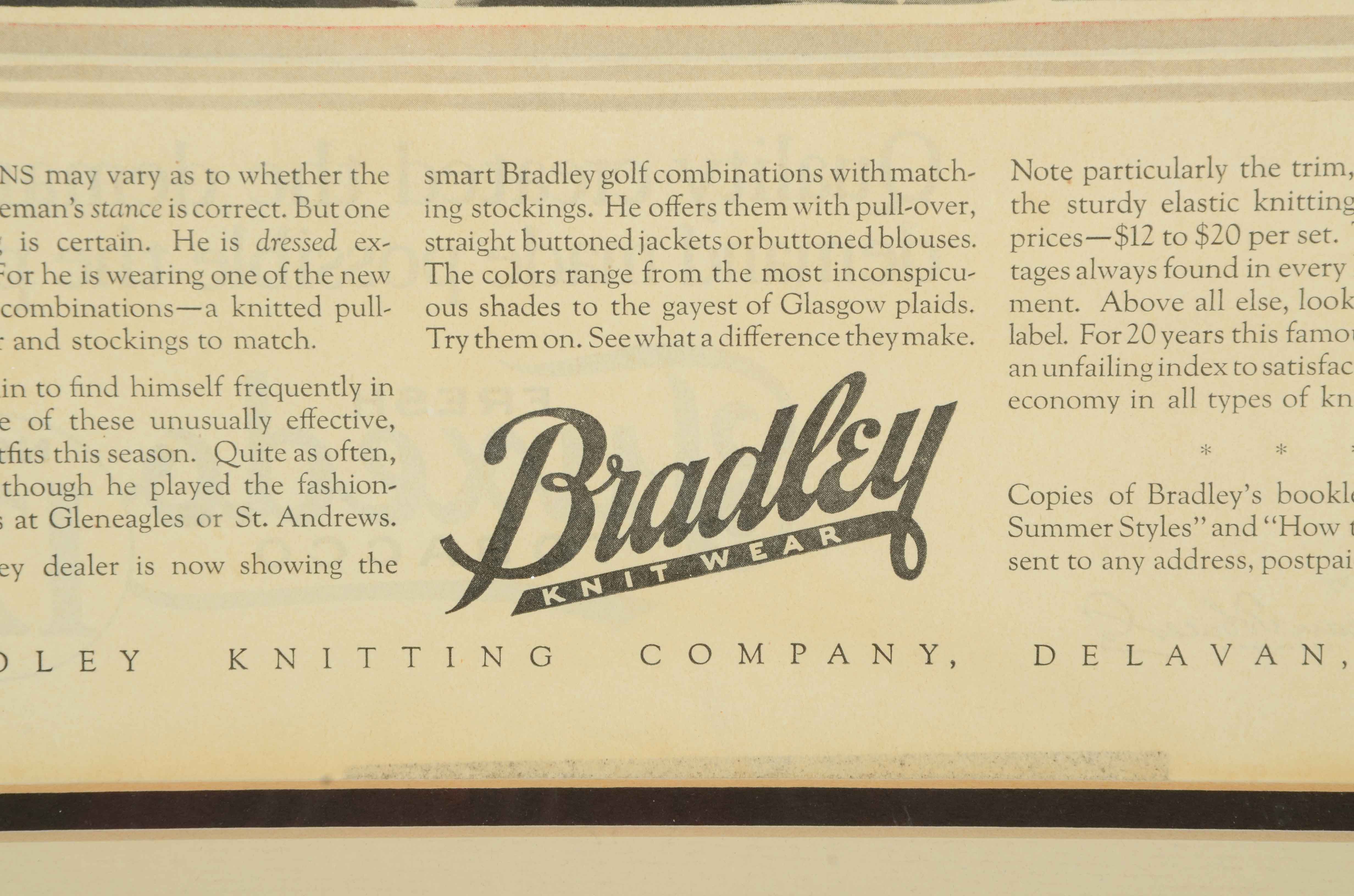Vintage Advertisement for Bradley Knitwear