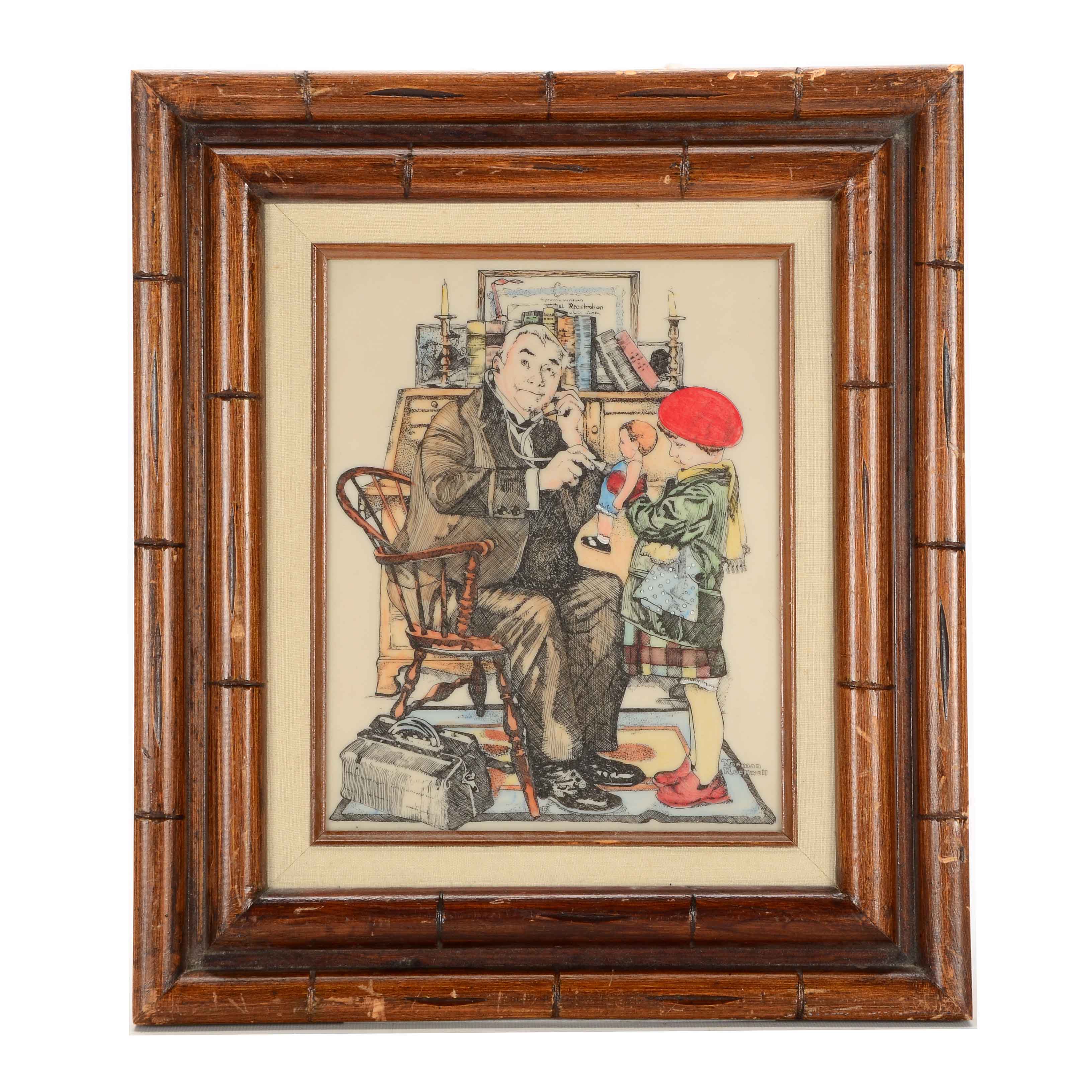 Norman Rockwell Laser Etching on Acrylic Panel after "Doctor and Doll"