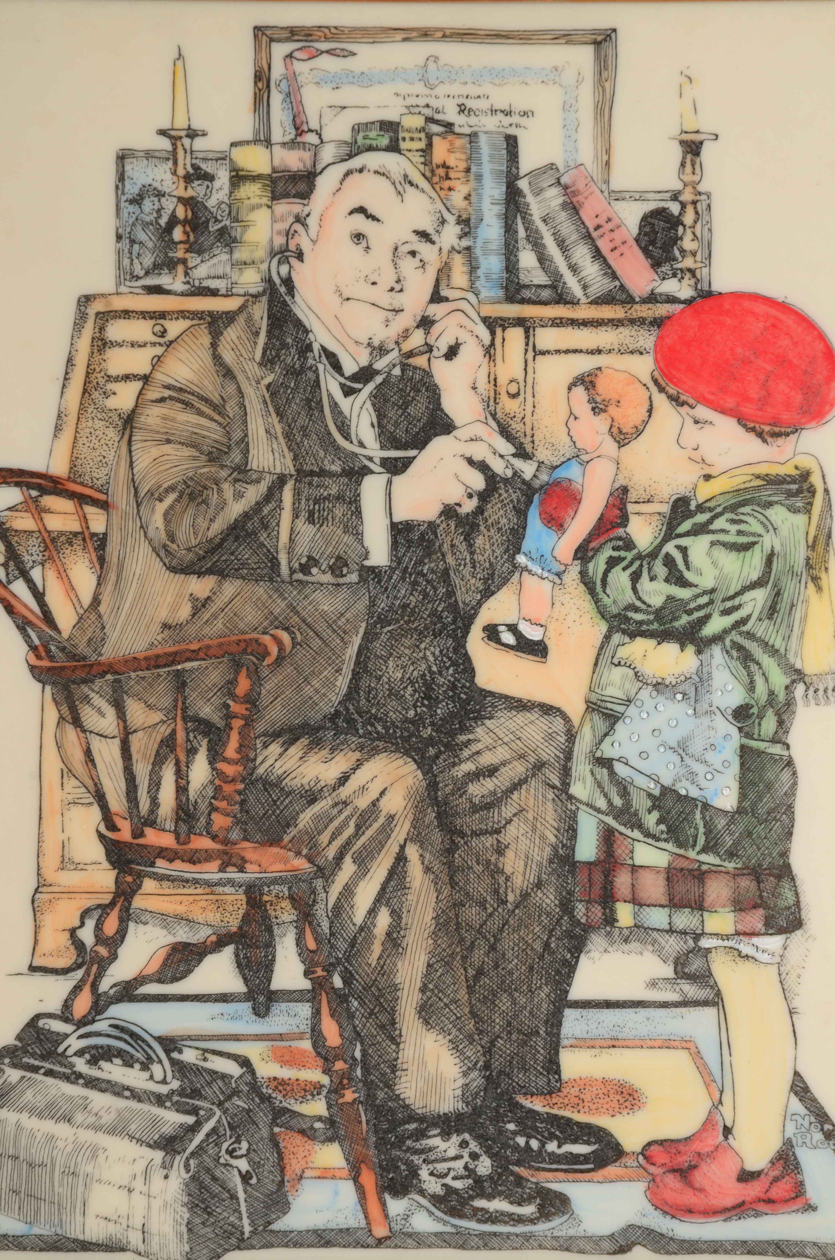 Norman Rockwell Laser Etching on Acrylic Panel after "Doctor and Doll"