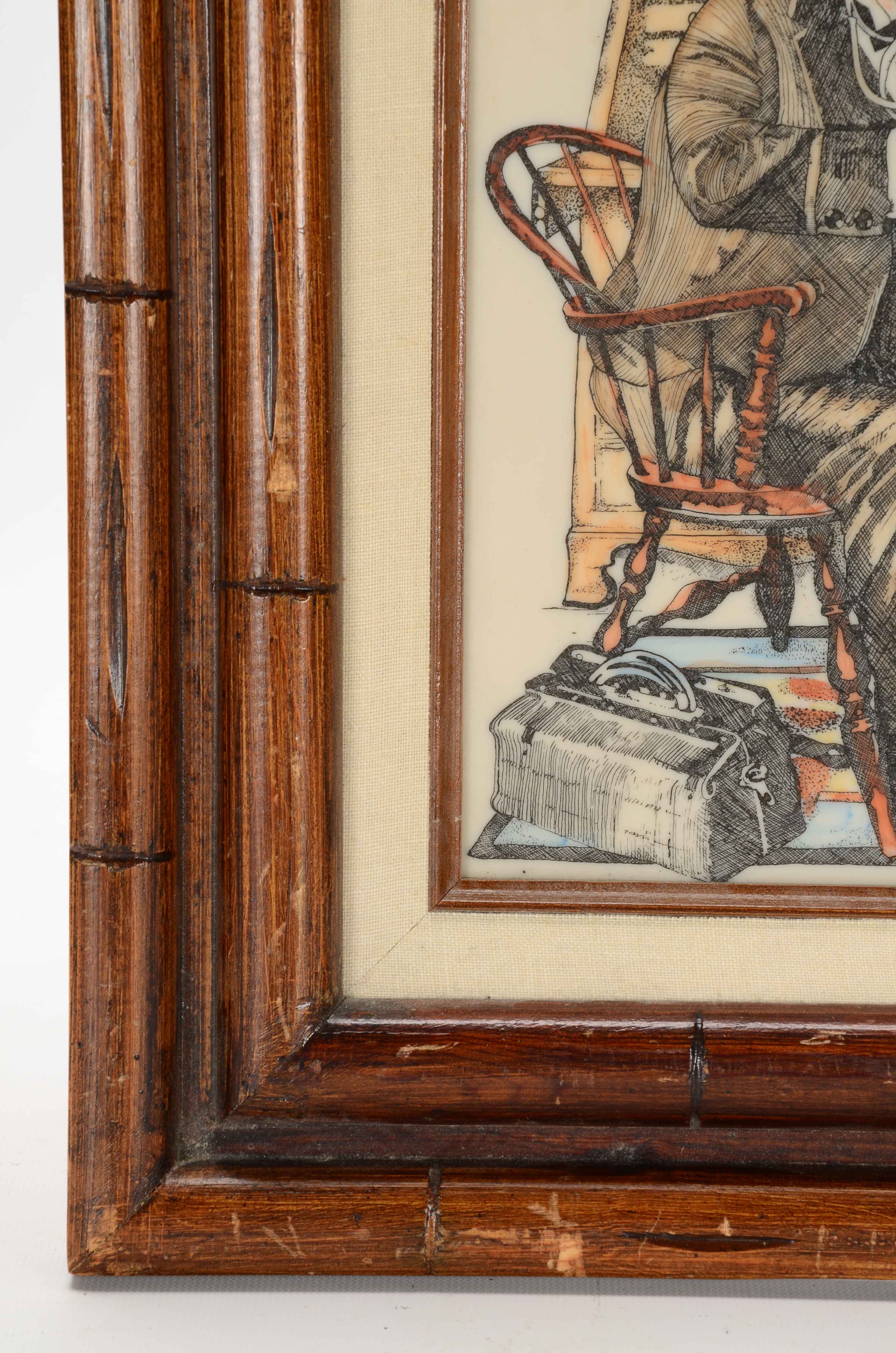 Norman Rockwell Laser Etching on Acrylic Panel after "Doctor and Doll"