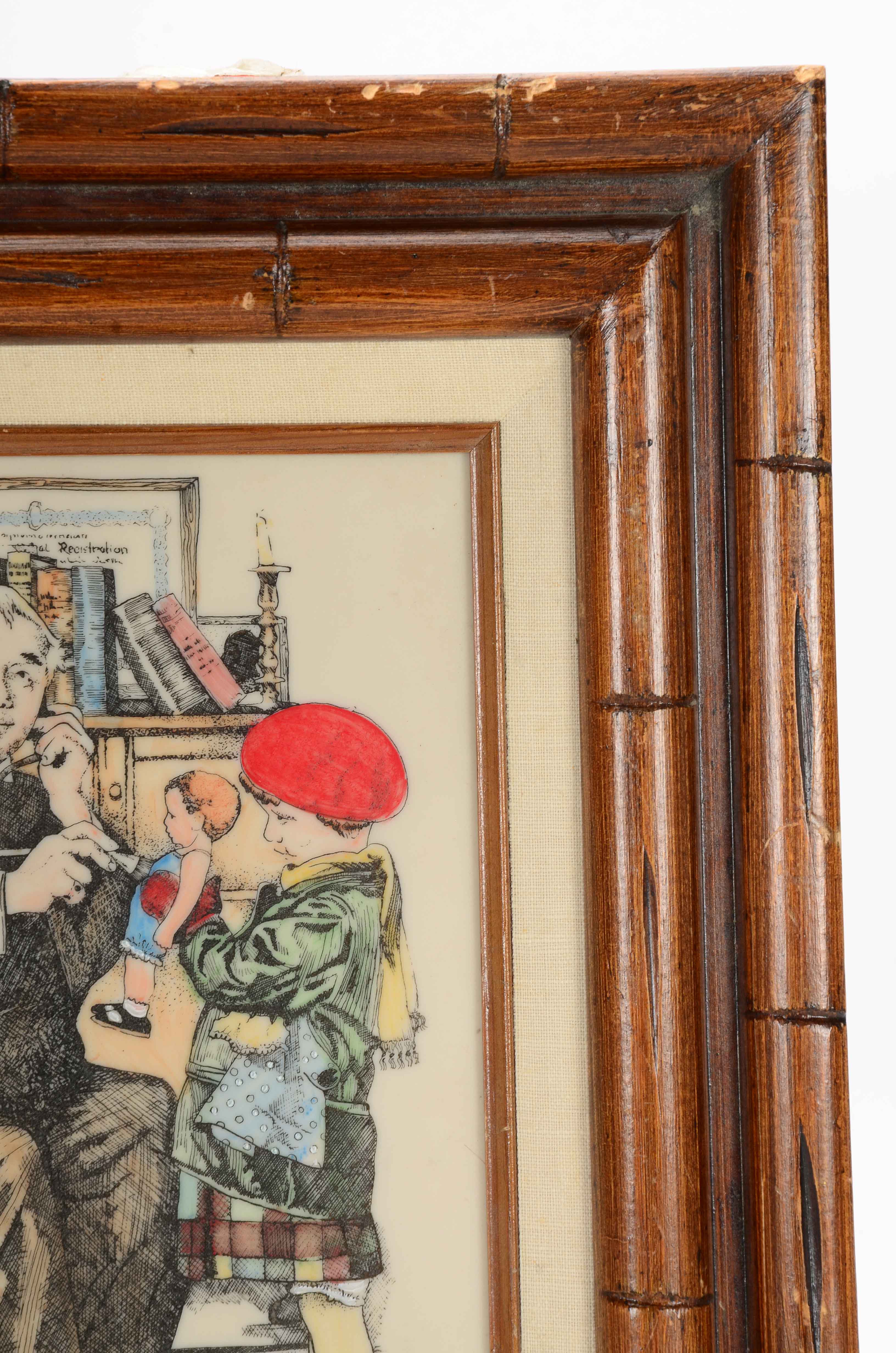 Norman Rockwell Laser Etching on Acrylic Panel after "Doctor and Doll"