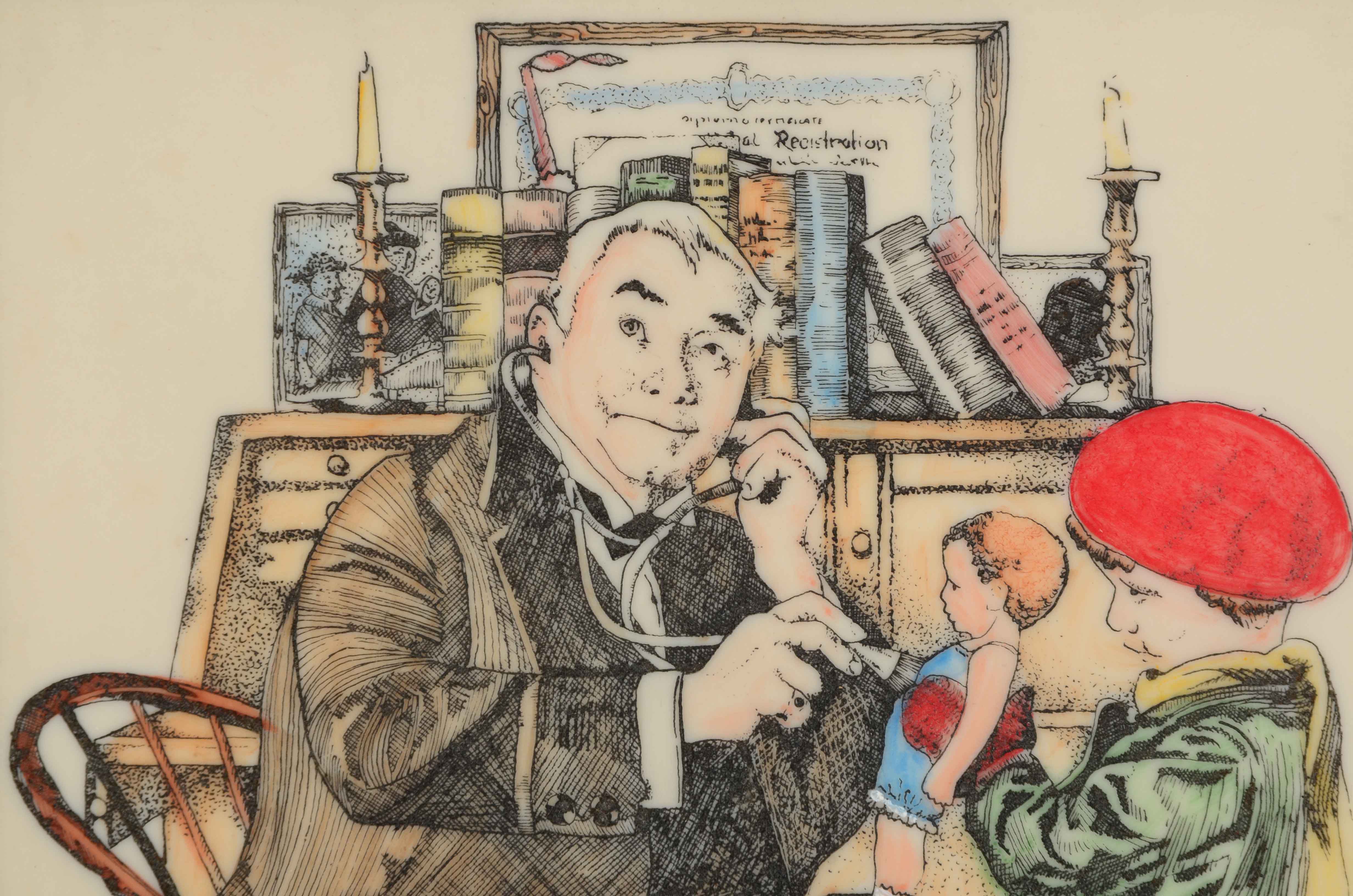 Norman Rockwell Laser Etching on Acrylic Panel after "Doctor and Doll"