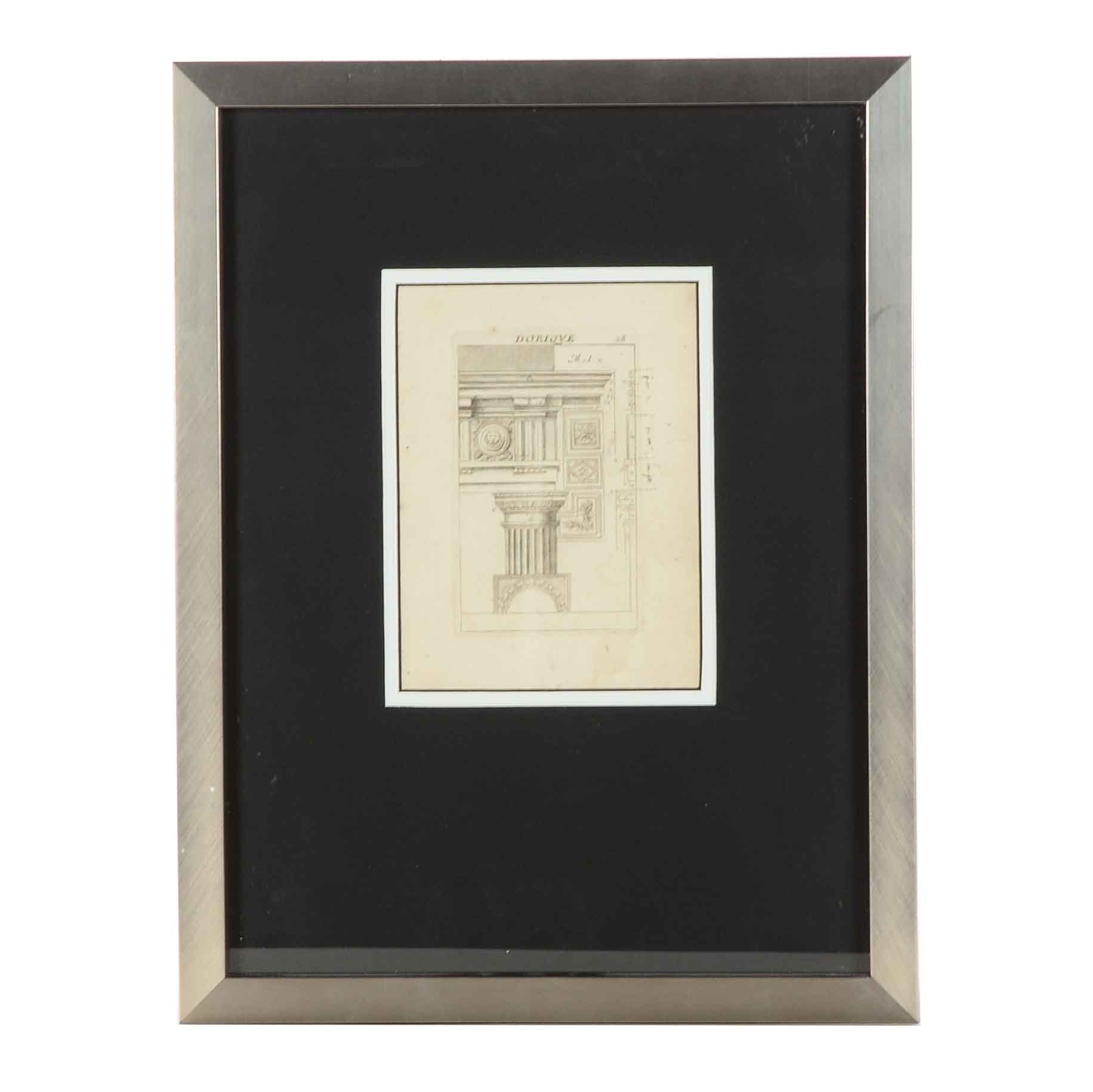 Antique Engraving of an Architectural Rendering