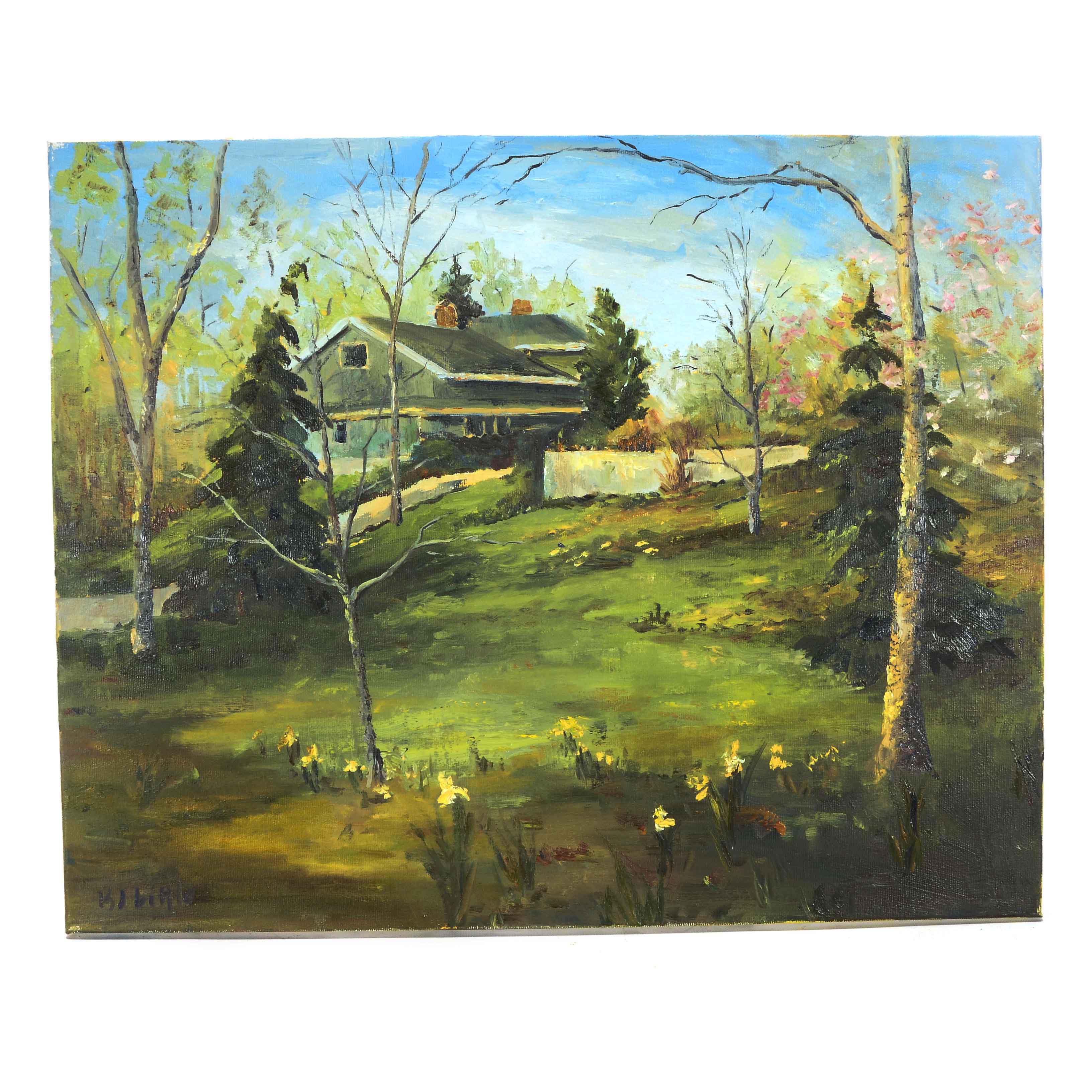 BJ Little Original Oil Painting on Canvas "Greenhouse"