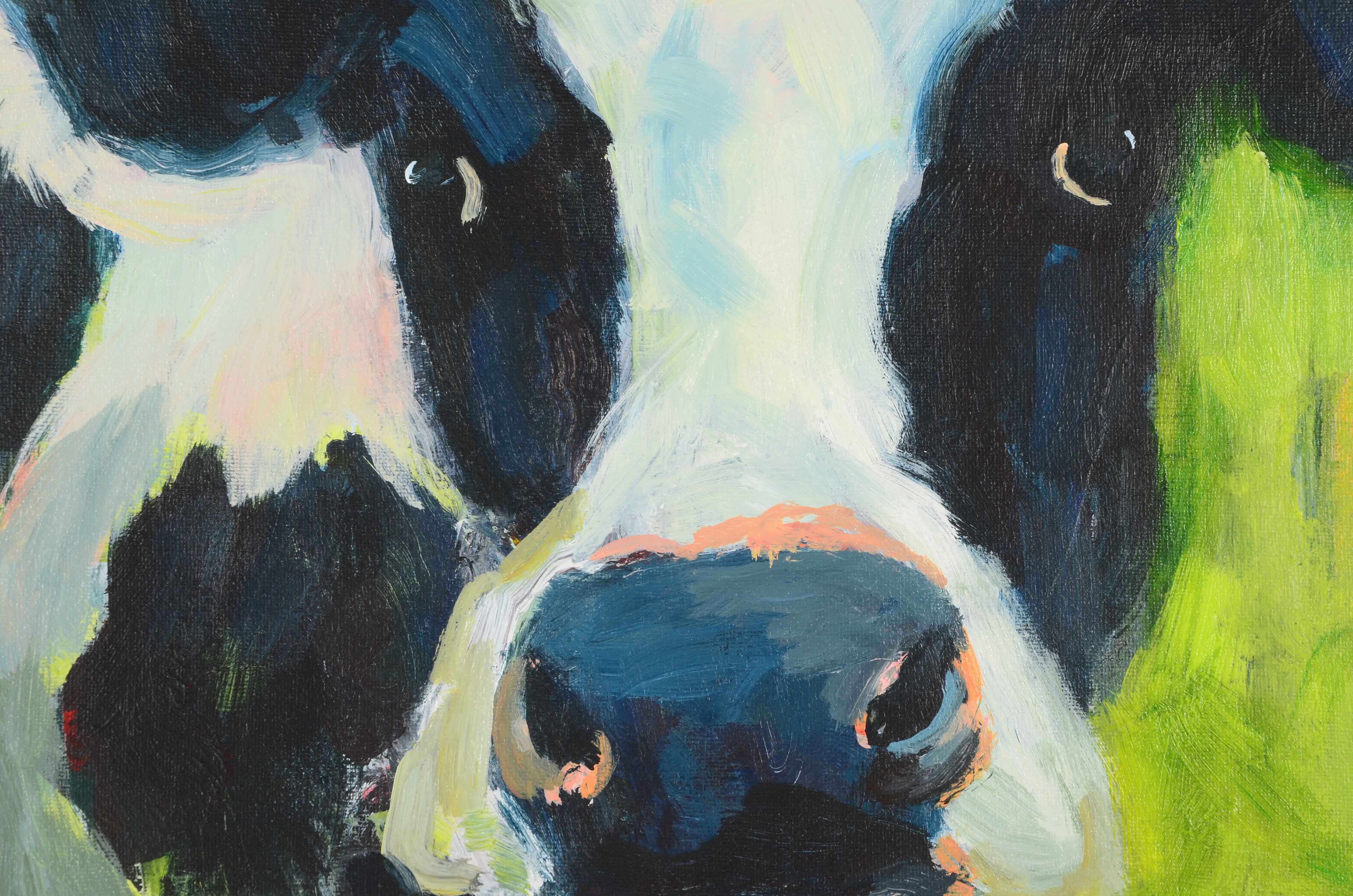 Elle Rains Original Acrylic Painting on Canvas of a Cow