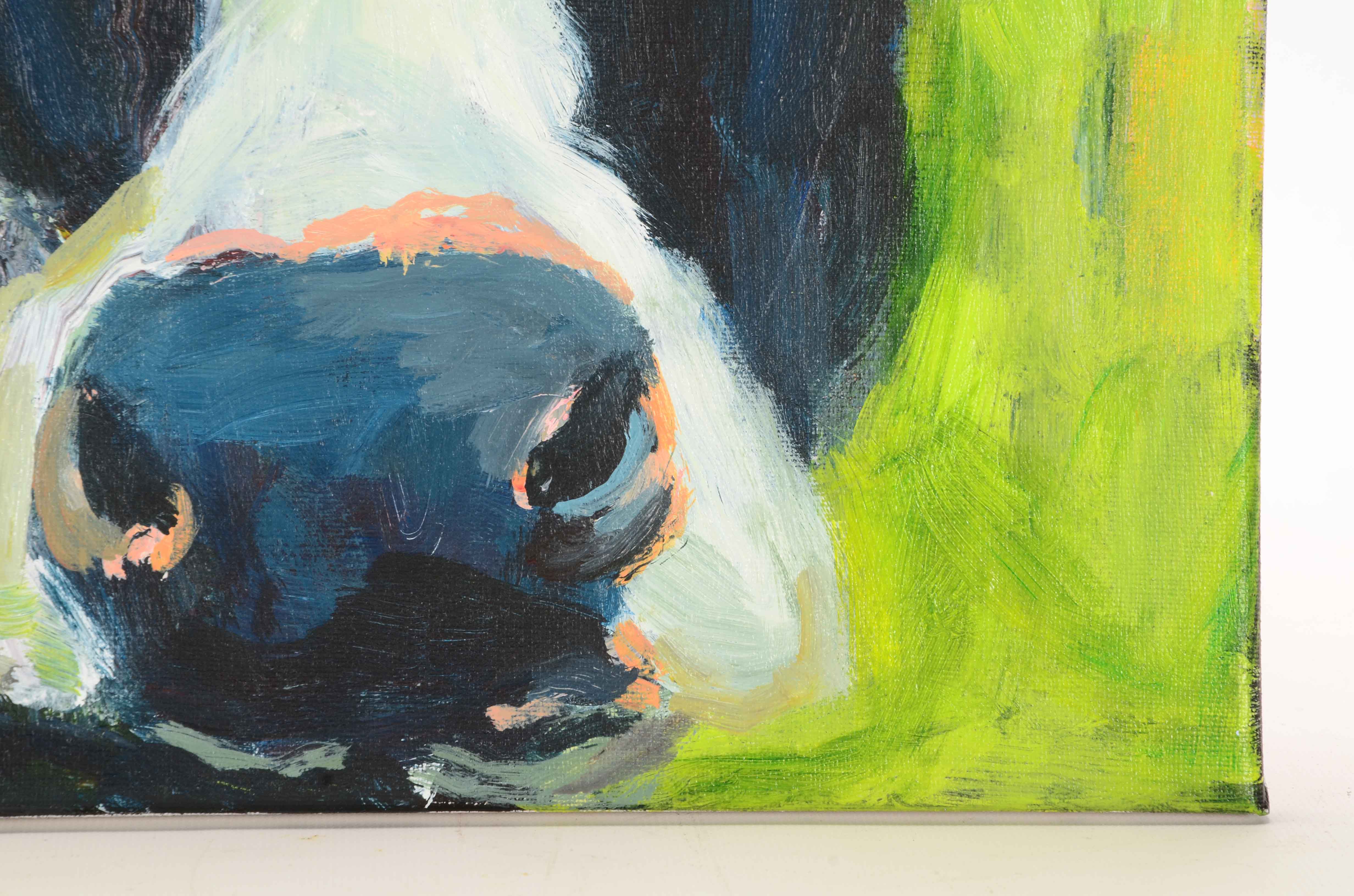 Elle Rains Original Acrylic Painting on Canvas of a Cow