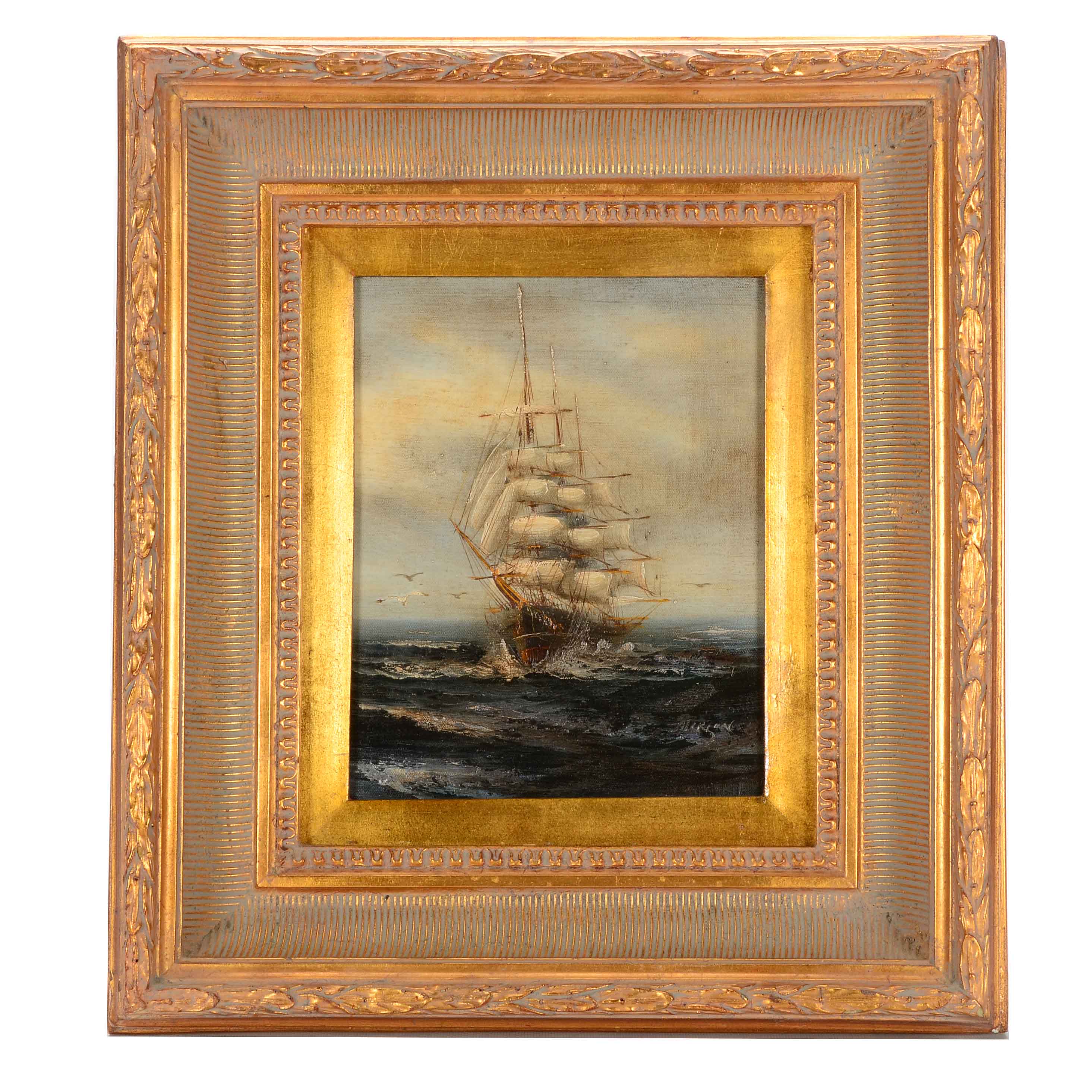 Signed Oil on Canvas Painting of Clipper Ship