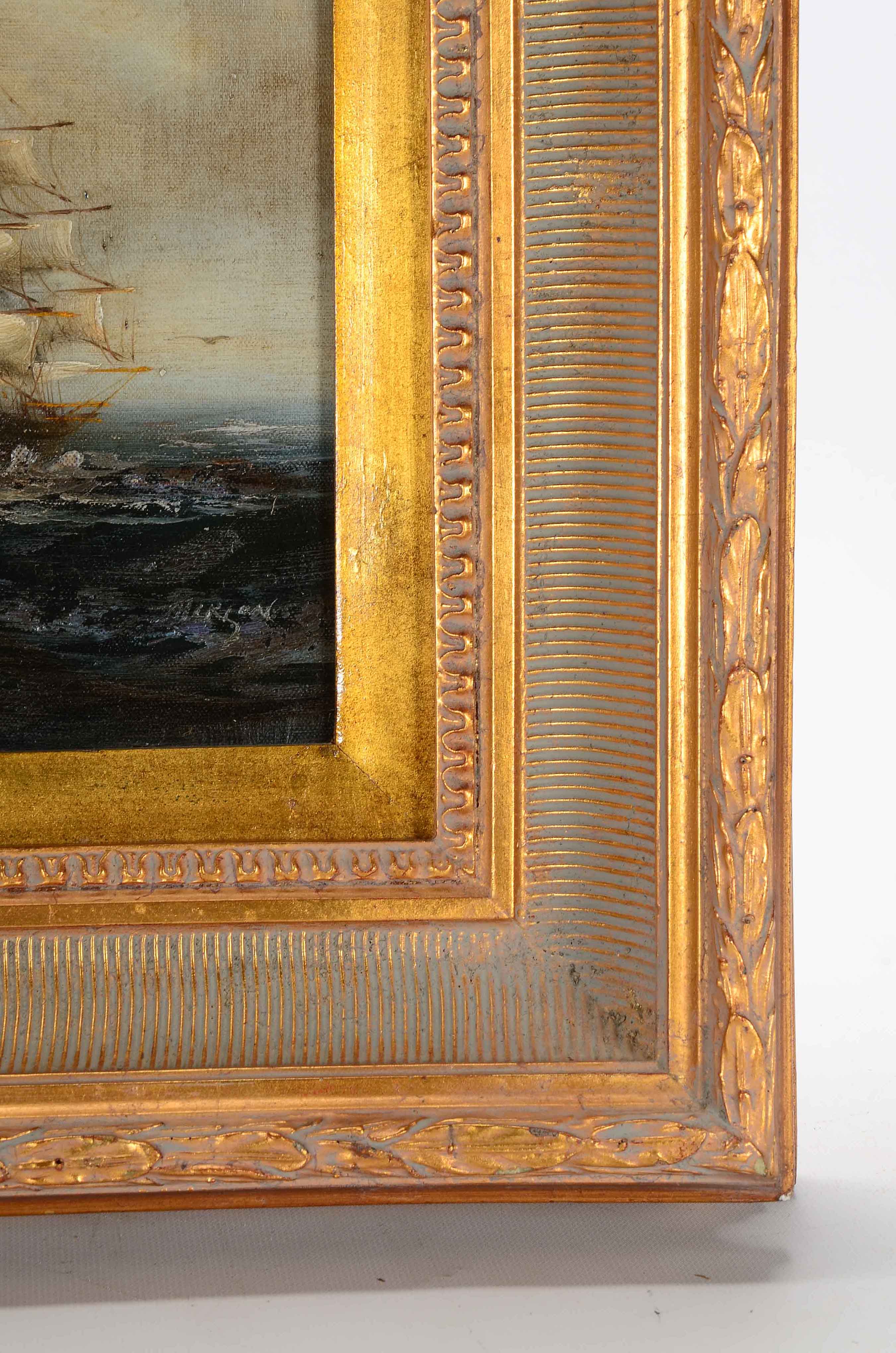Signed Oil on Canvas Painting of Clipper Ship