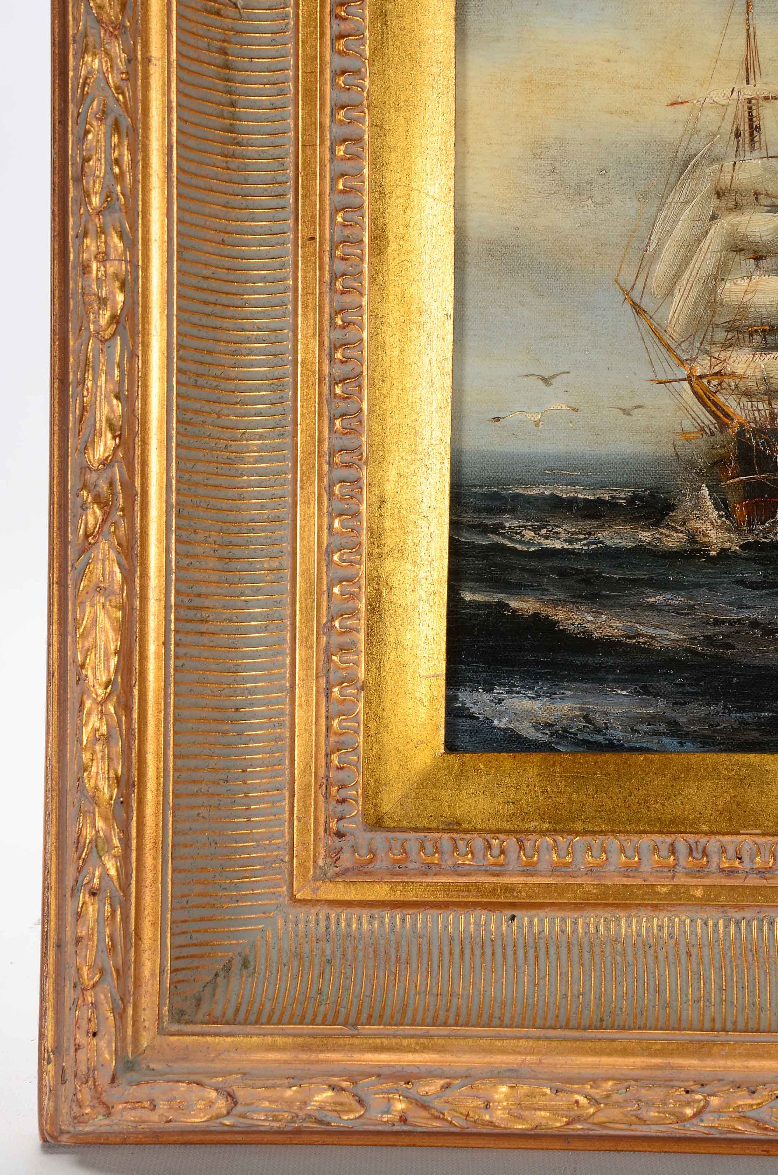 Signed Oil on Canvas Painting of Clipper Ship