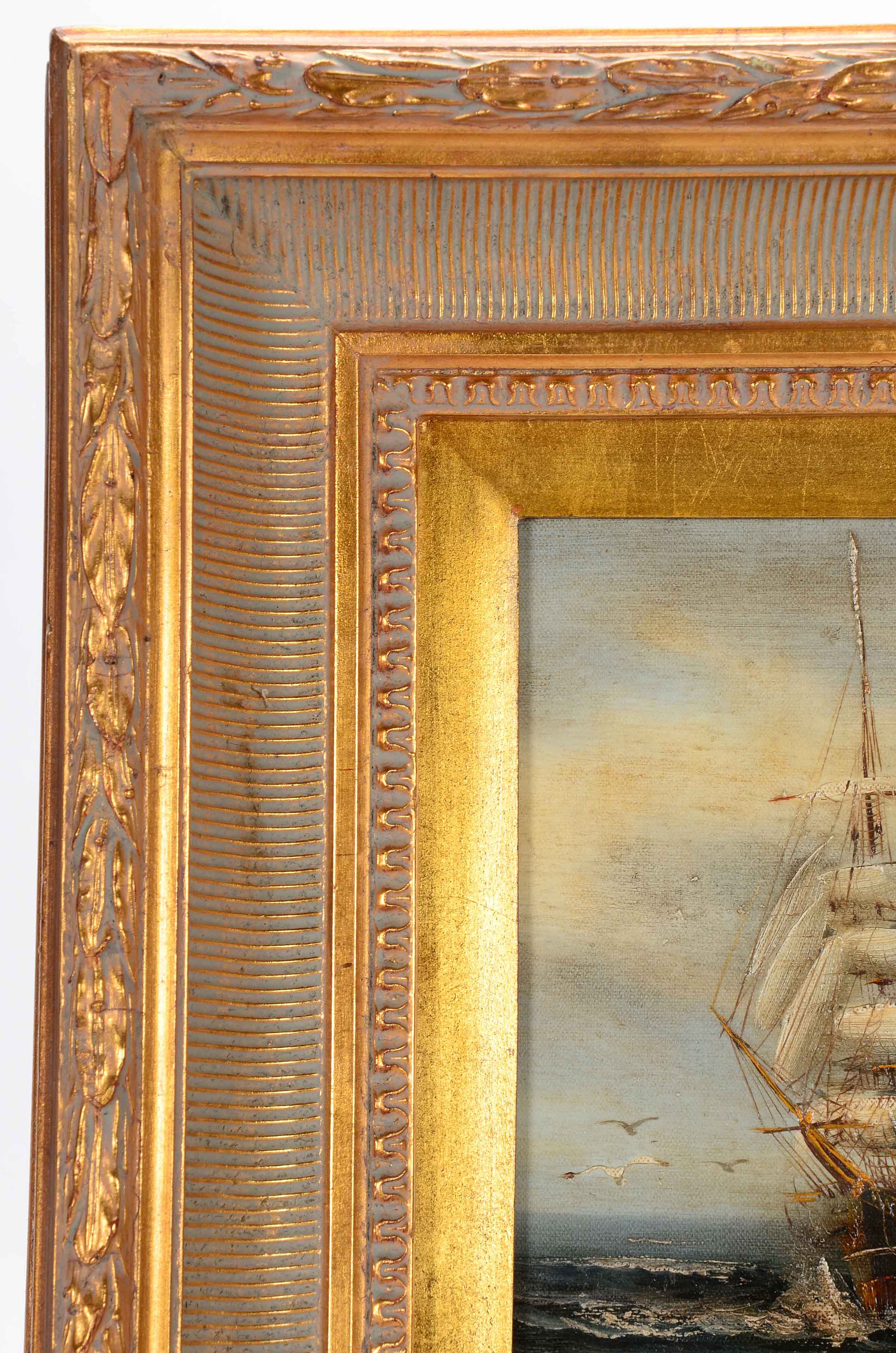 Signed Oil on Canvas Painting of Clipper Ship