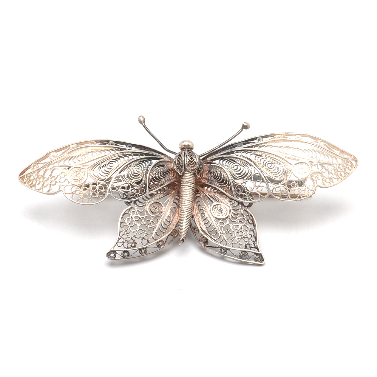 Vintage Sterling Silver Filigree Butterfly Brooch