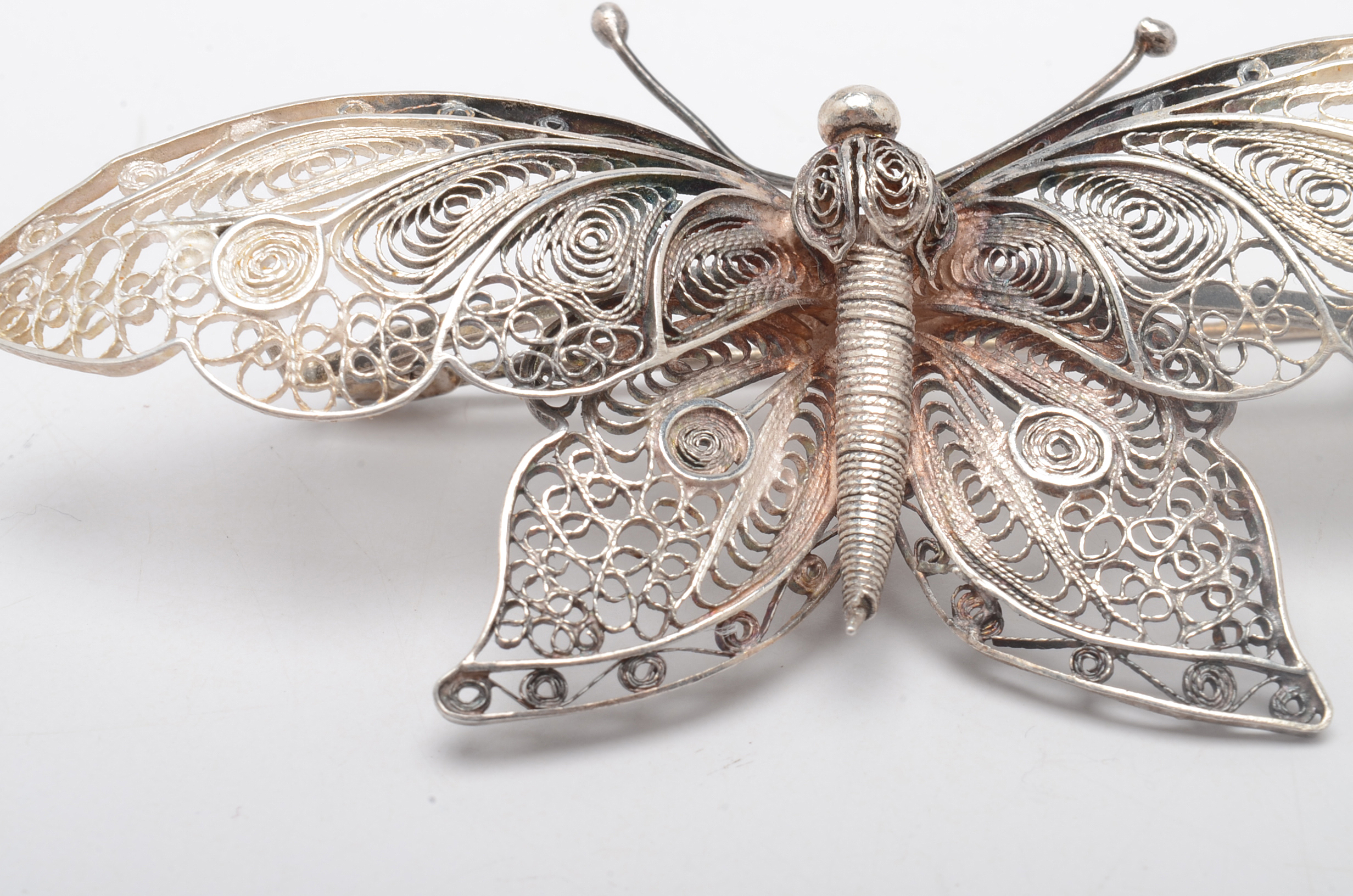 Vintage Sterling Silver Filigree Butterfly Brooch