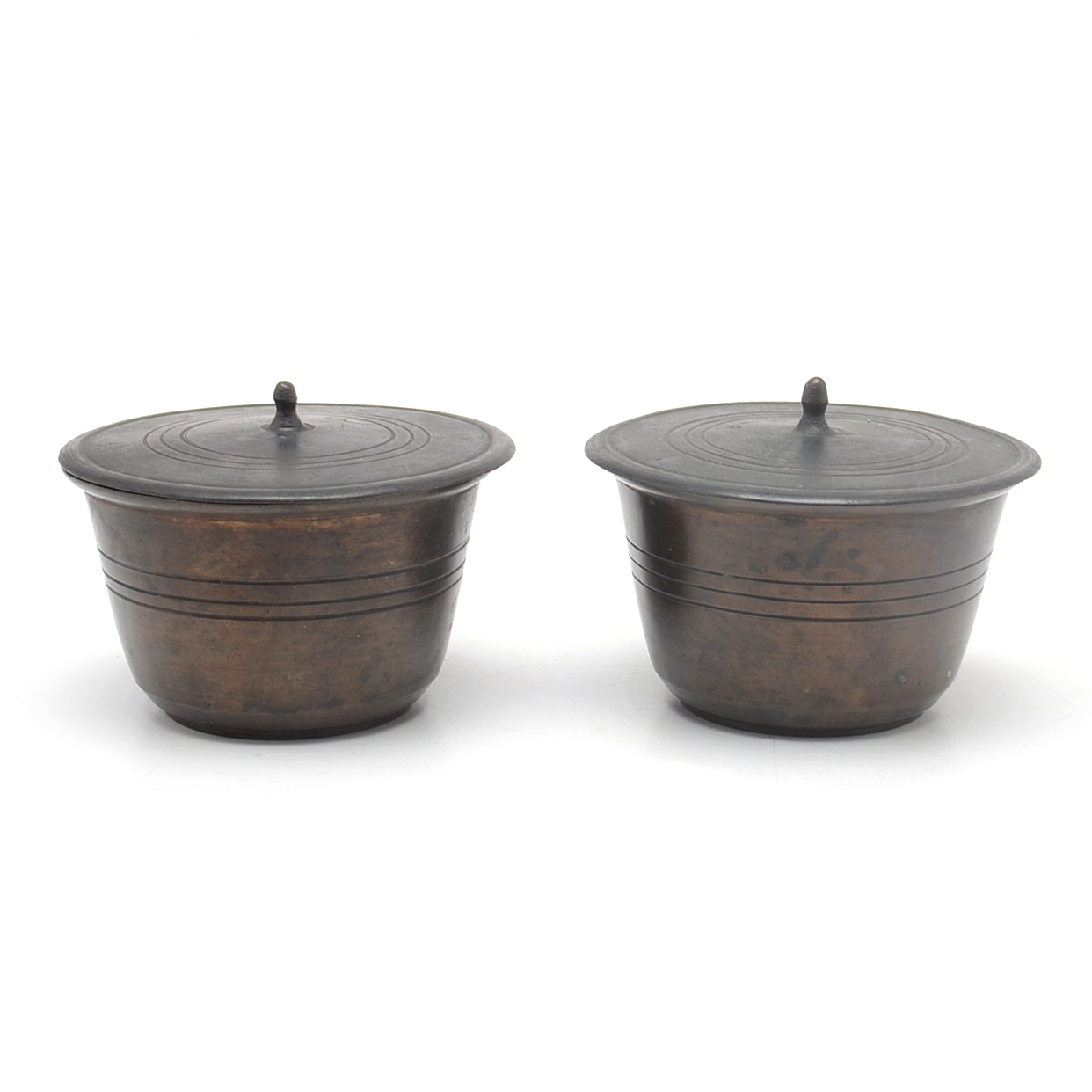 Pairing of Buddhist Brass Ceremonial Incense Boxes