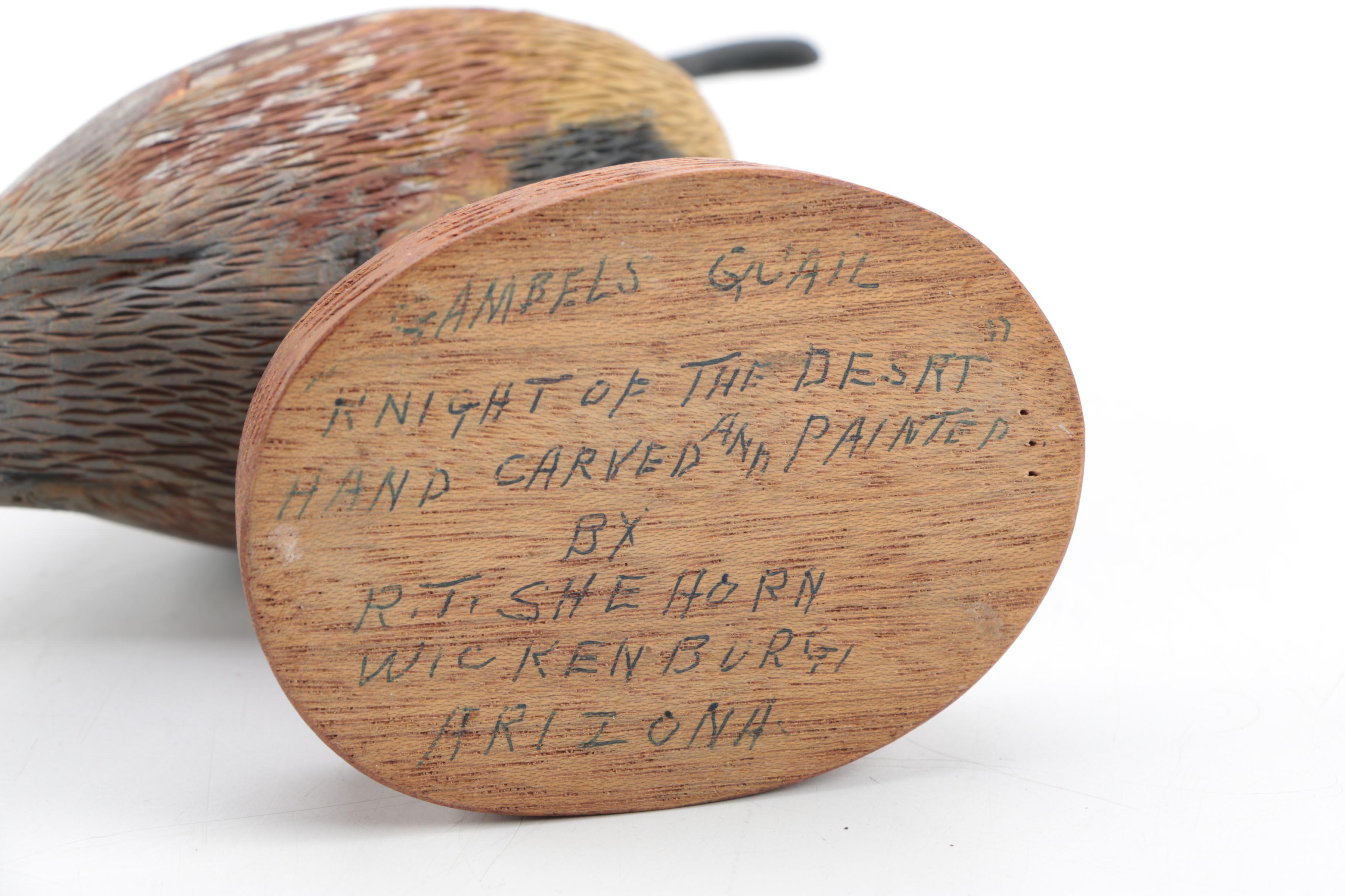 Roy Shehorn Hand-Carved Wooden Bird Figurines