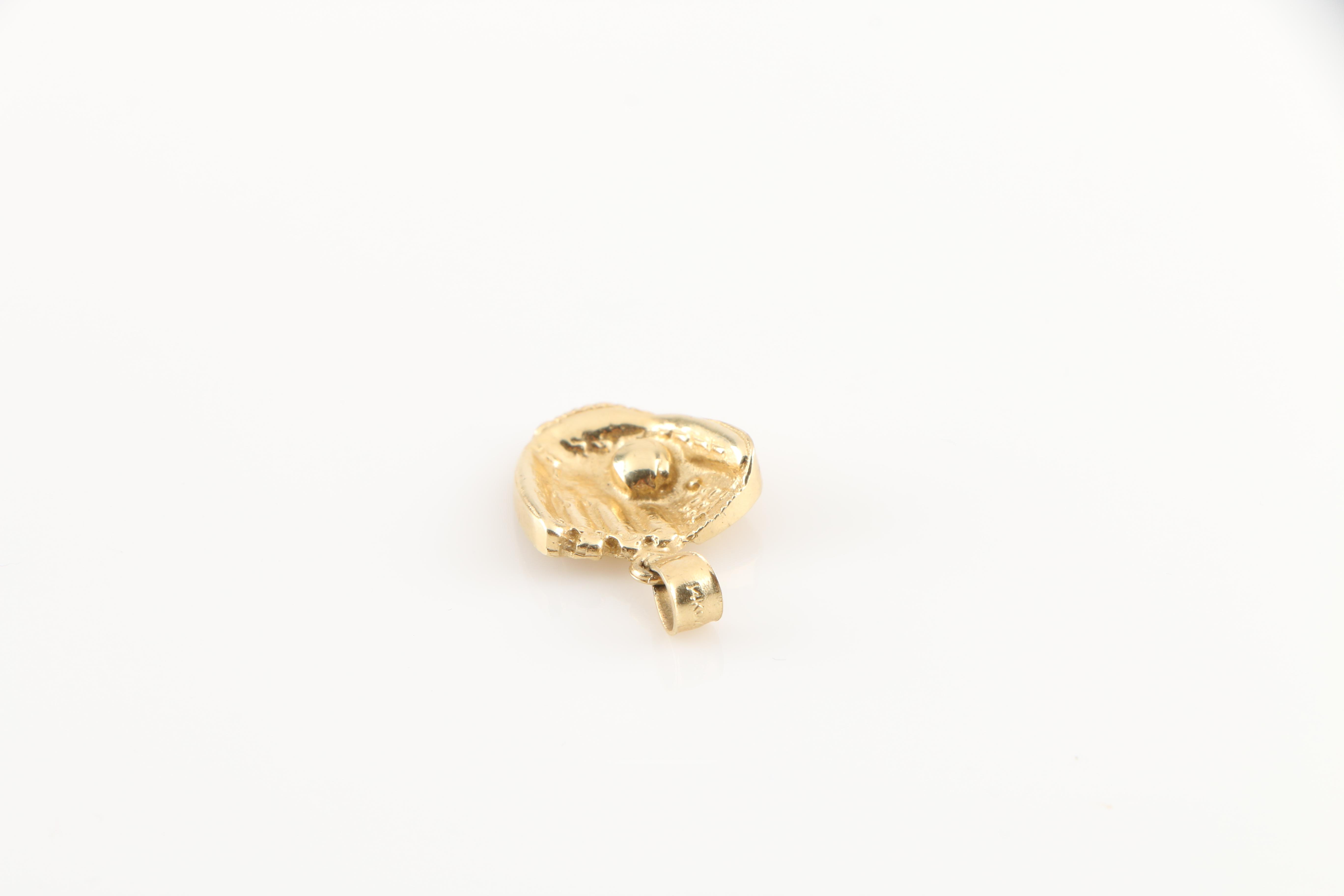 14K Yellow Gold Baseball Glove Pendant